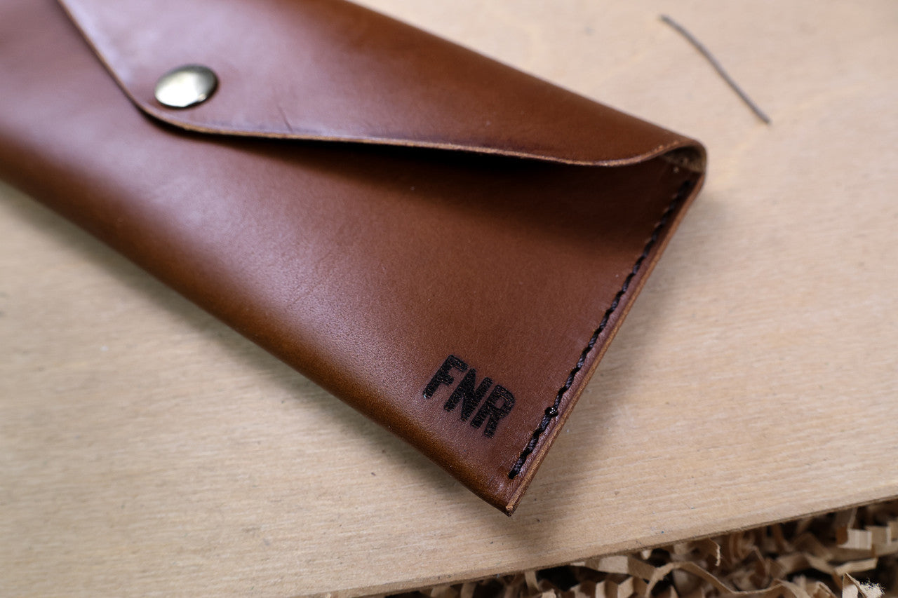 Leather Money Envelope - Walnut Minerva