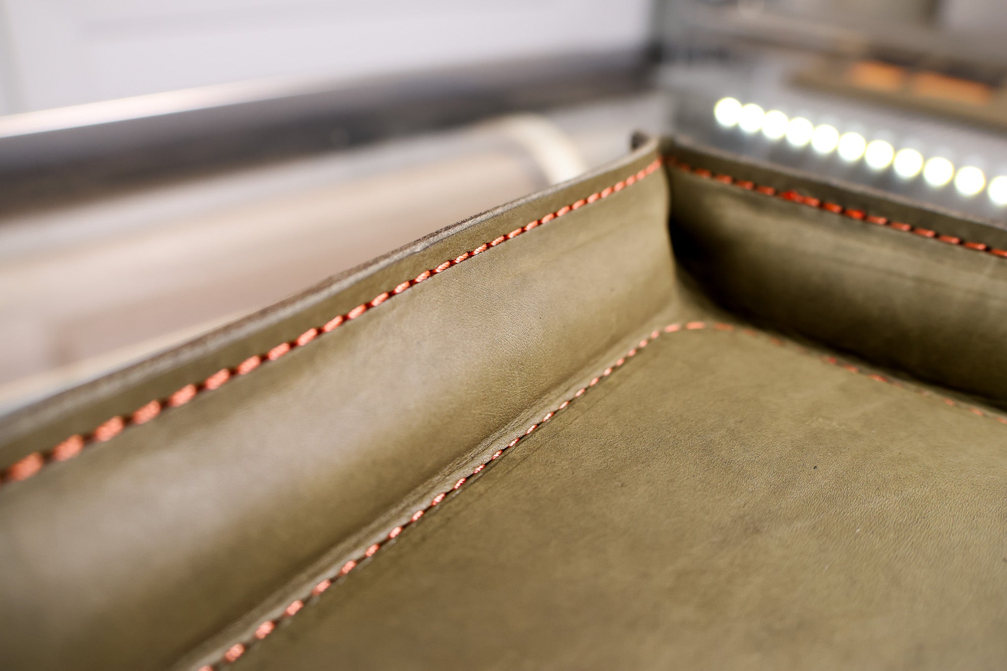 Luxury Leather Valet Tray - Grey Minerva