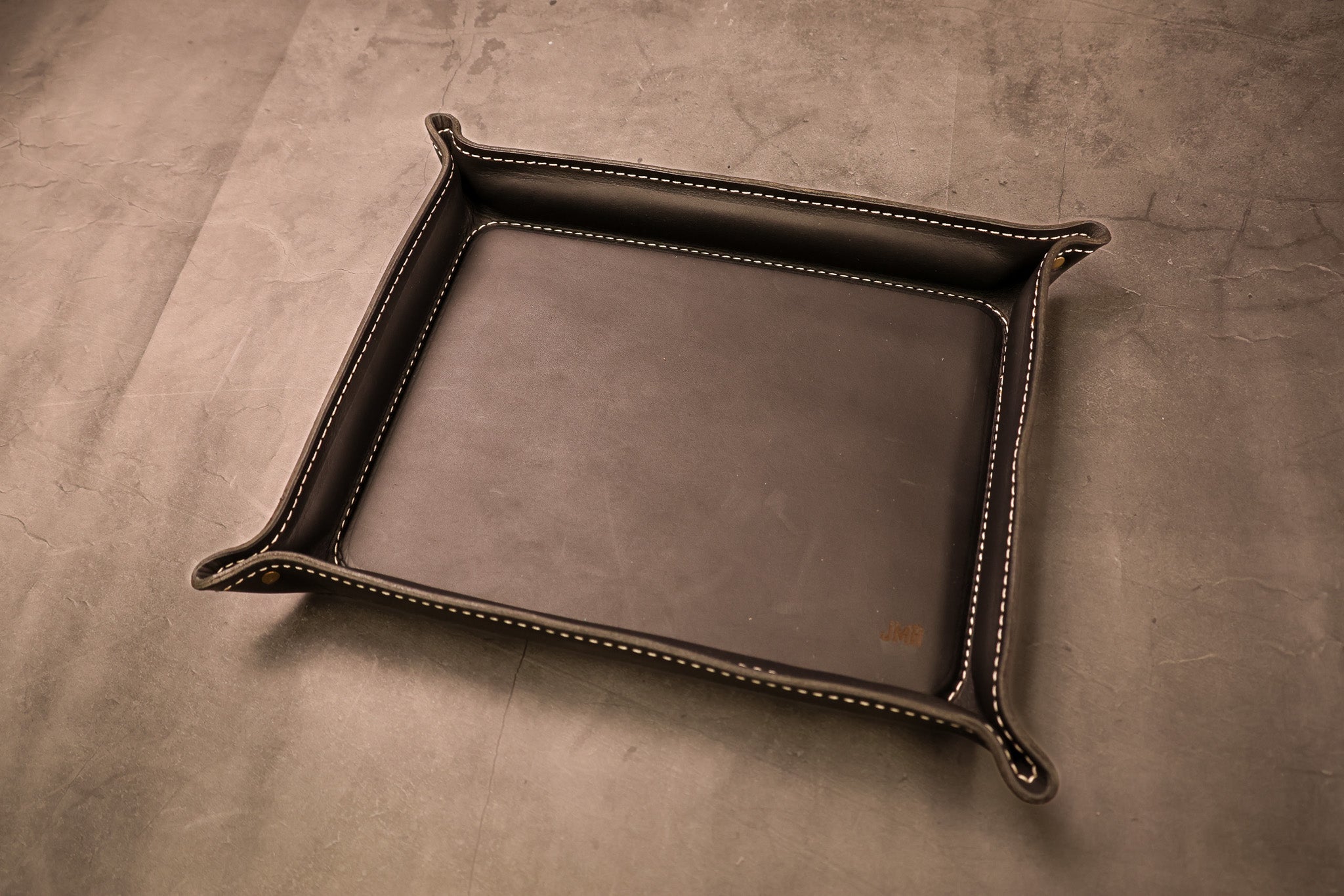 Luxury Leather Valet Tray - Black Balmoral