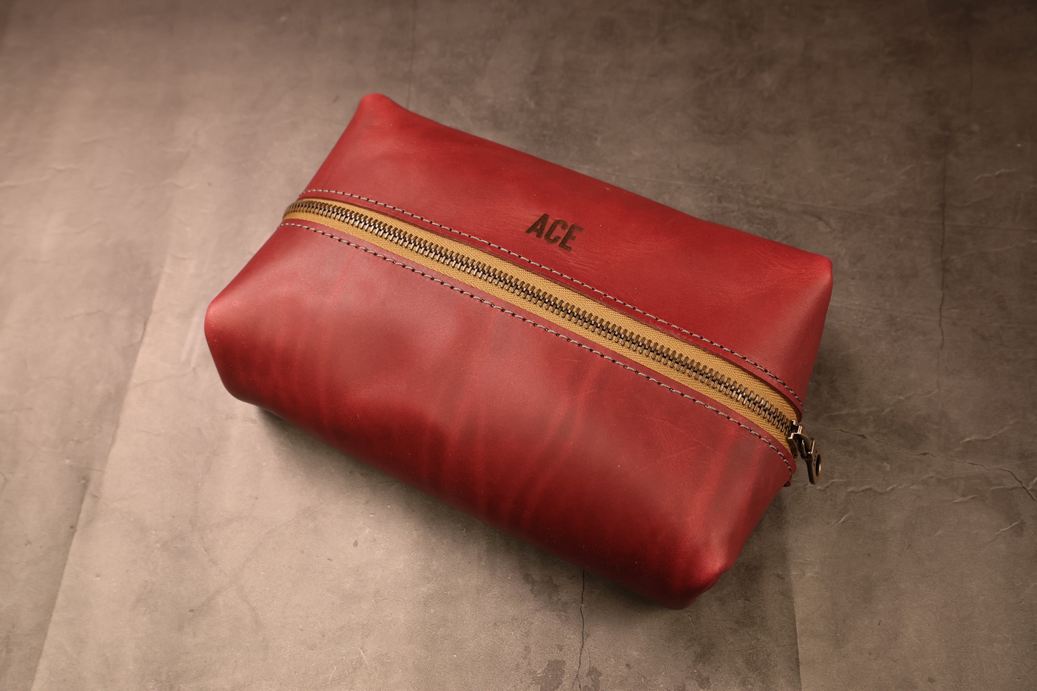 Leather Dopp Kit - Bordeaux Minerva
