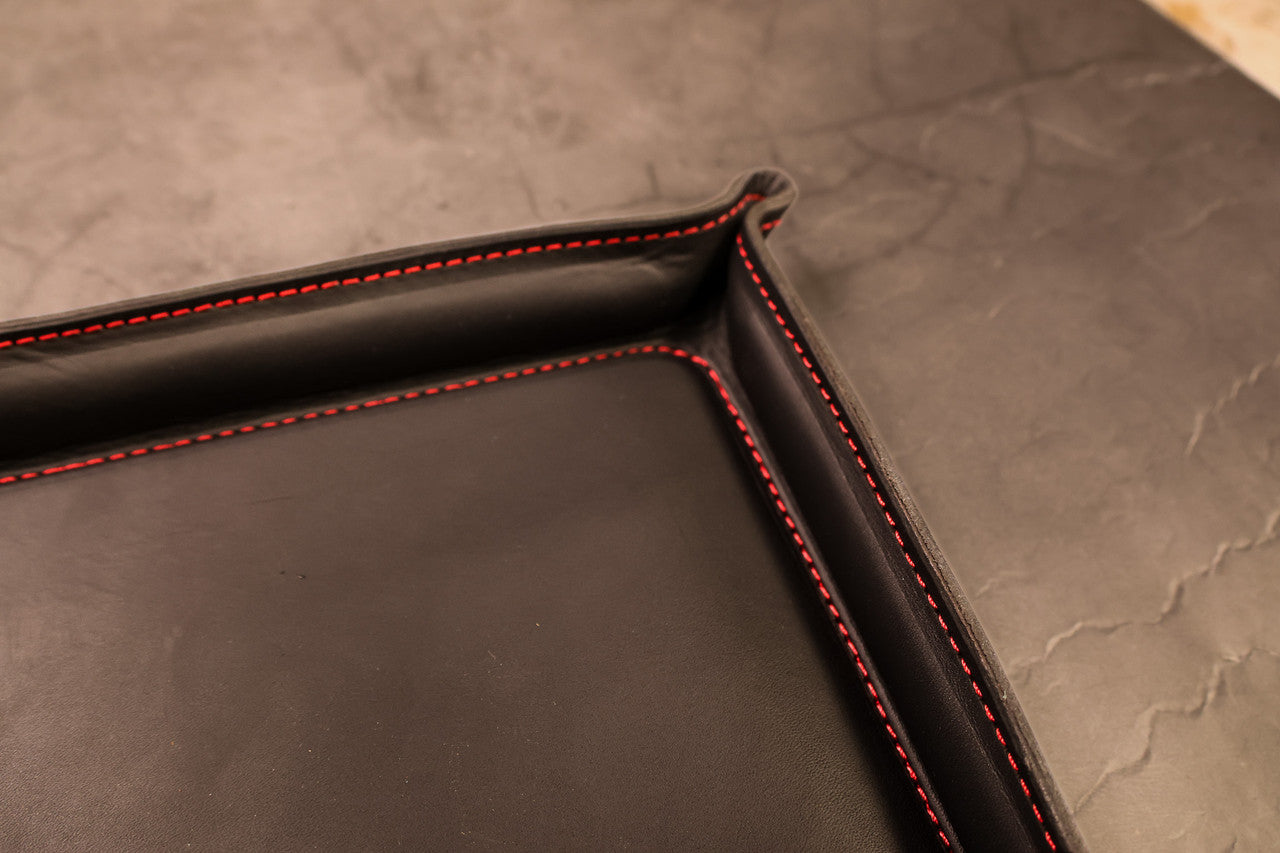 Luxury Leather Collapsable Dice Tray - Black Harvest