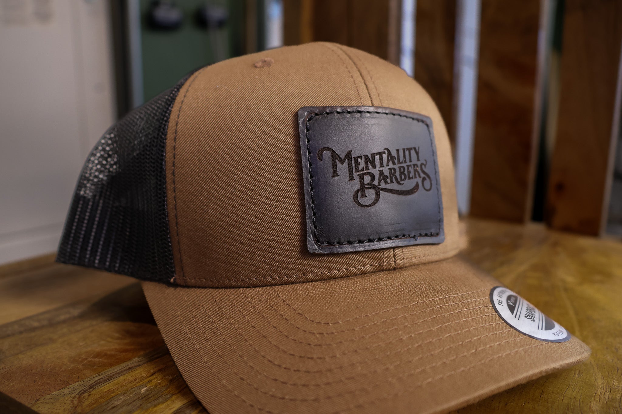Custom Leather Patch Hat - Brown/Black