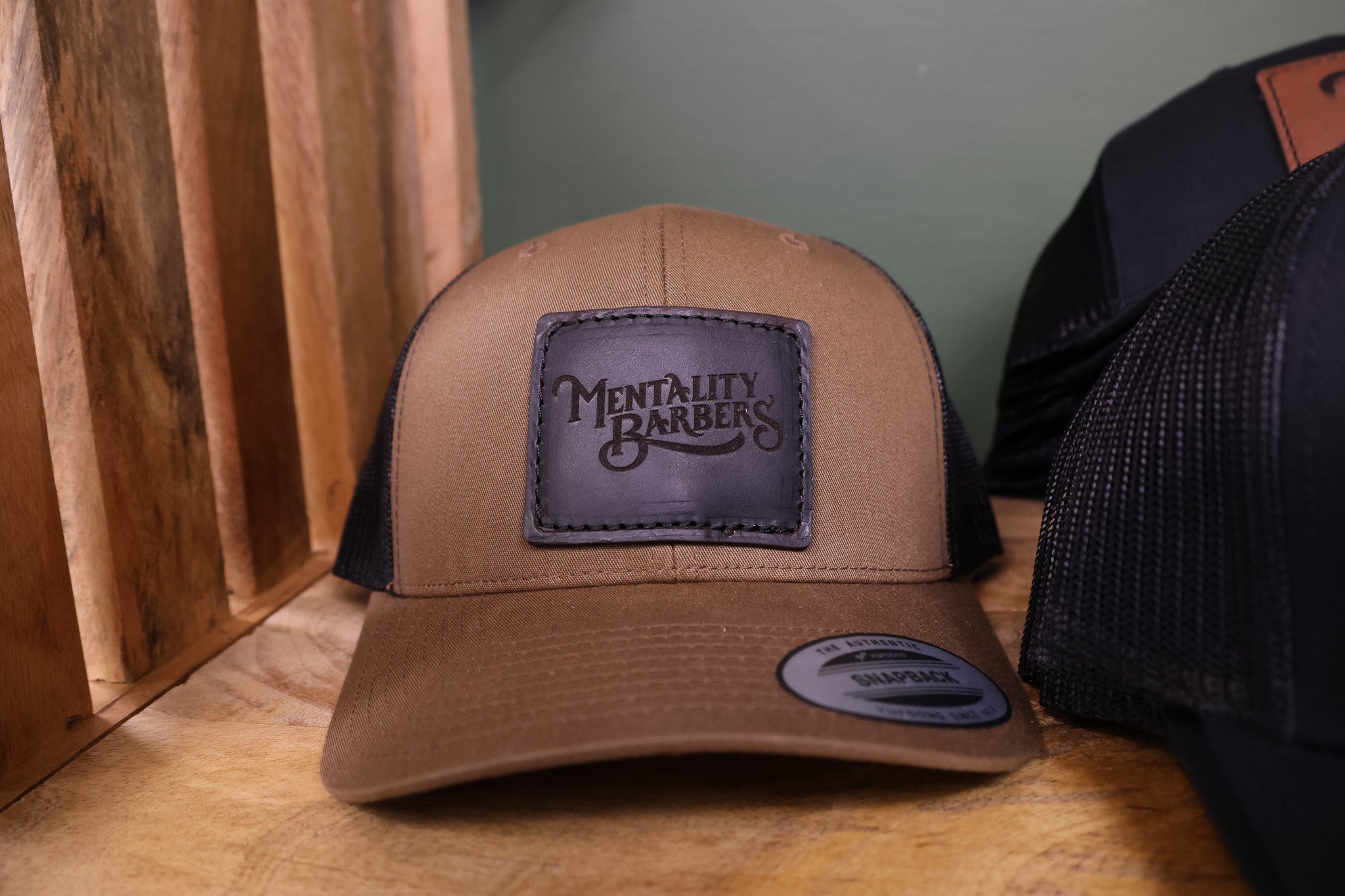 Custom Leather Patch Hat - Brown/Black