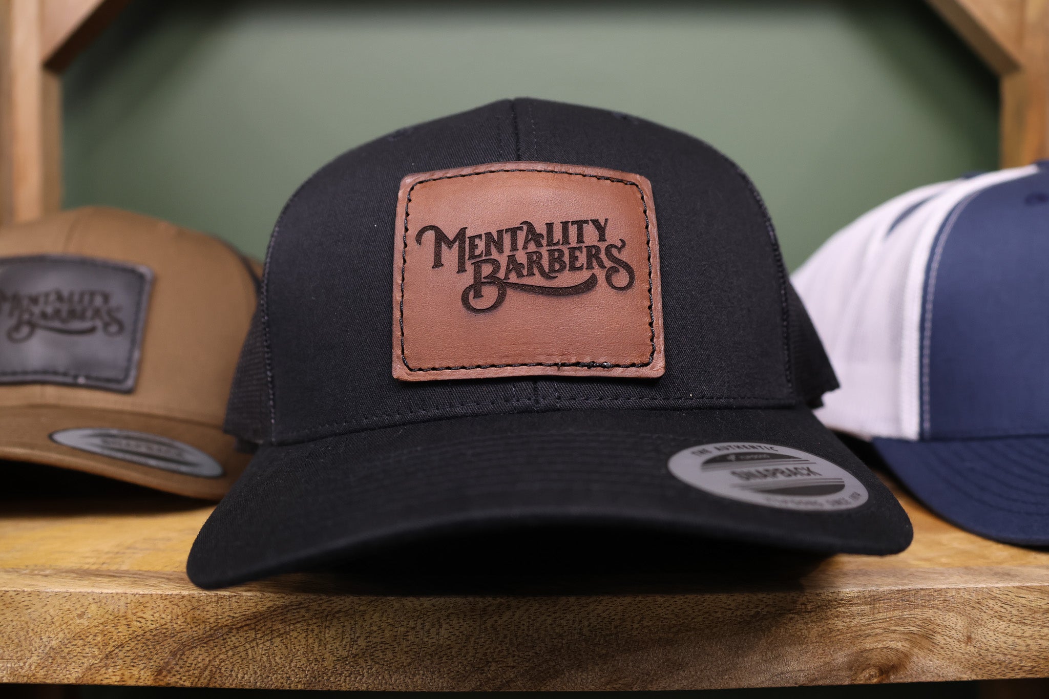 Custom Leather Patch Hat - Black/Black