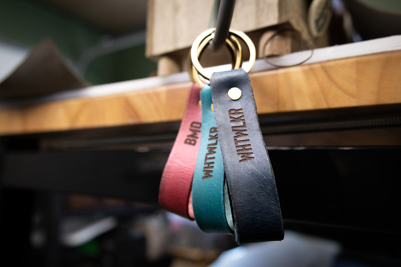 Leather Keychain - Navy Blue Balmoral