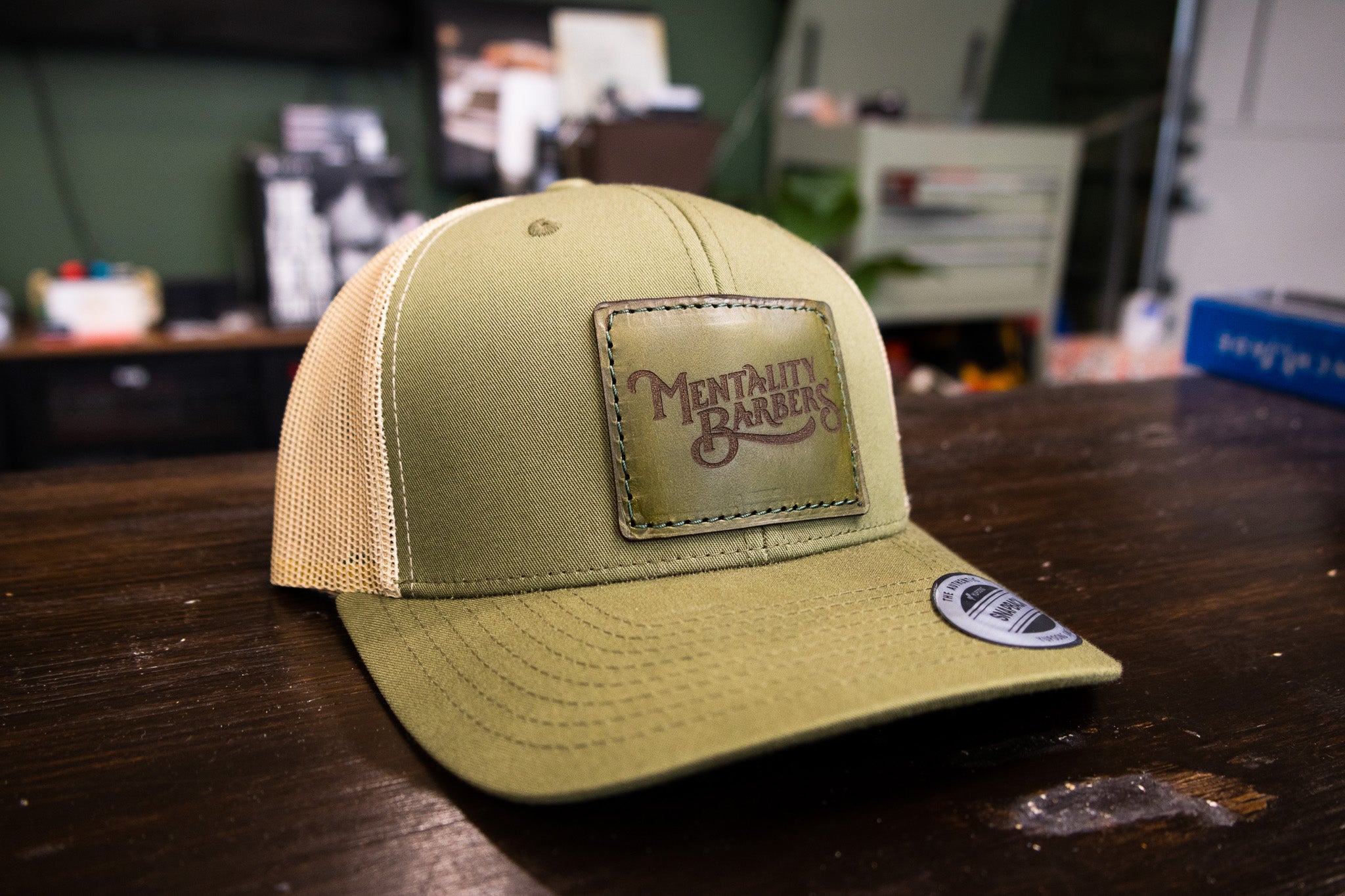 Custom Leather Patch Hat - Moss/Khaki
