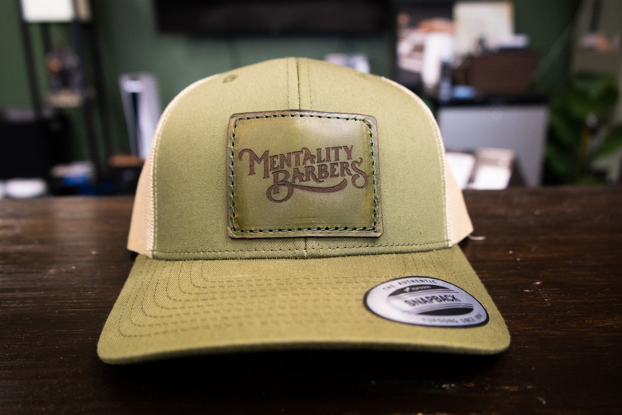 Custom Leather Patch Hat - Moss/Khaki