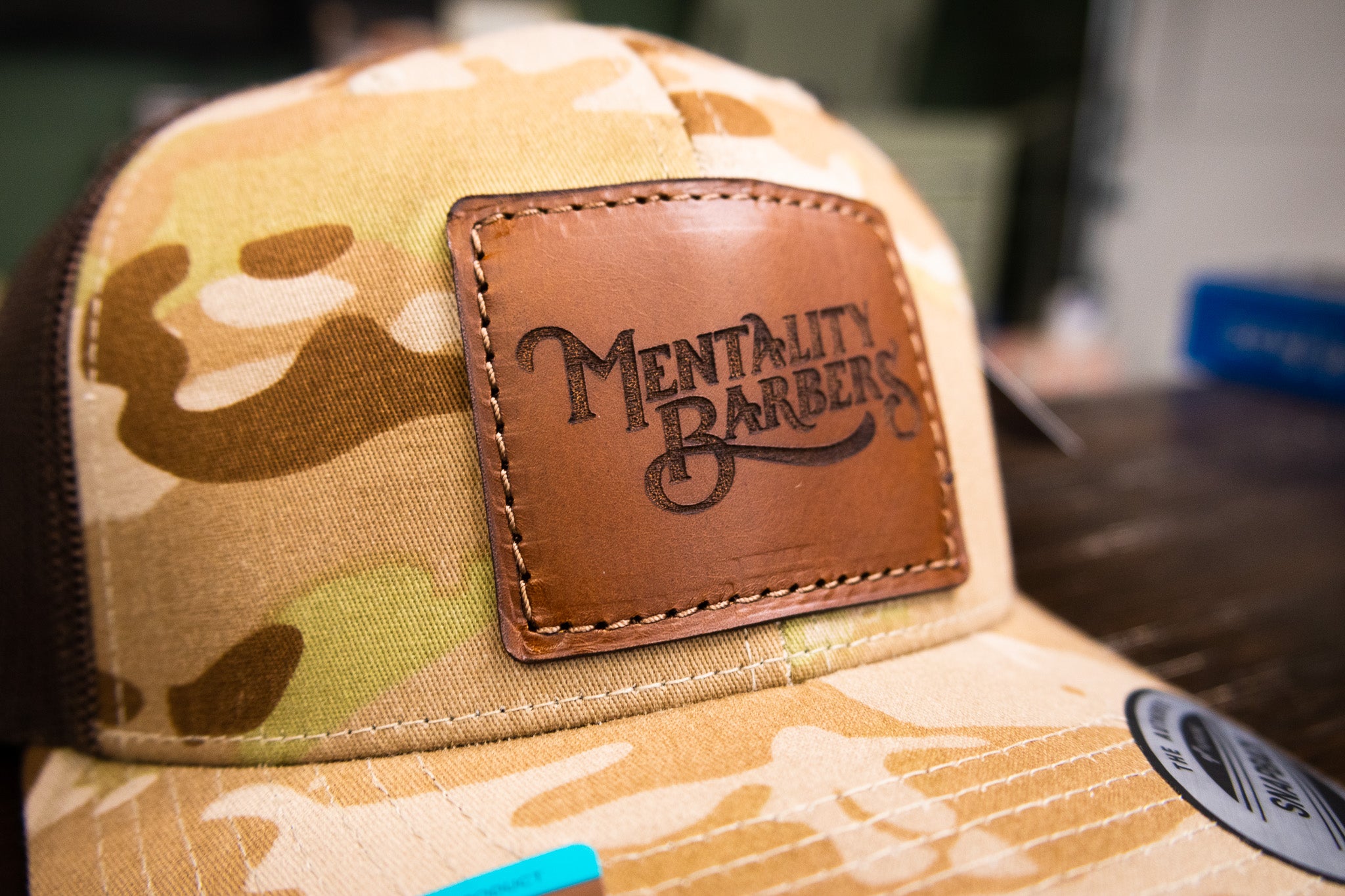 Custom Leather Patch Hat - Camo/Black