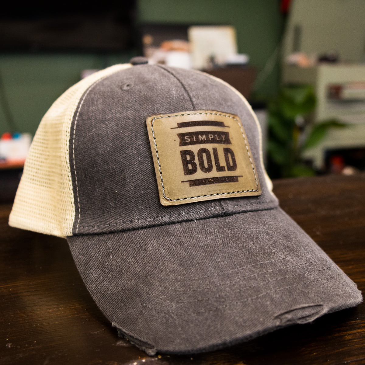 Custom Leather Patch Hat - Navy Blue/White display picture 3
