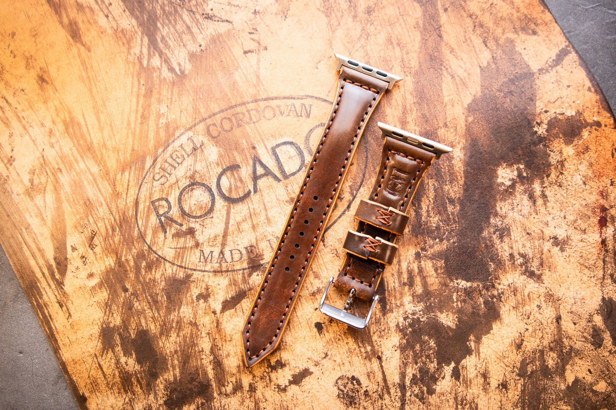 Classic Leather Apple Watch Band - Marbled Walnut Shell Cordovan