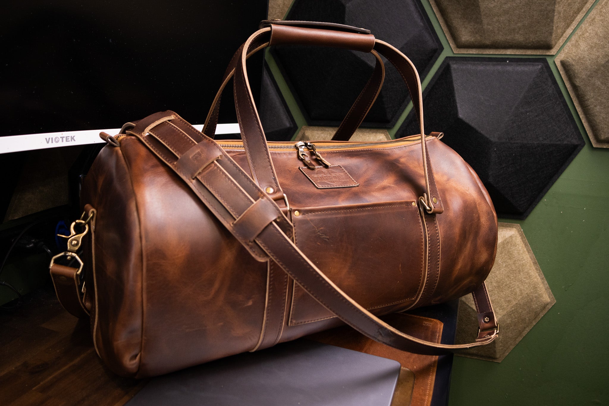 Leather Carry-On Duffle Bag - Cognac Balmoral