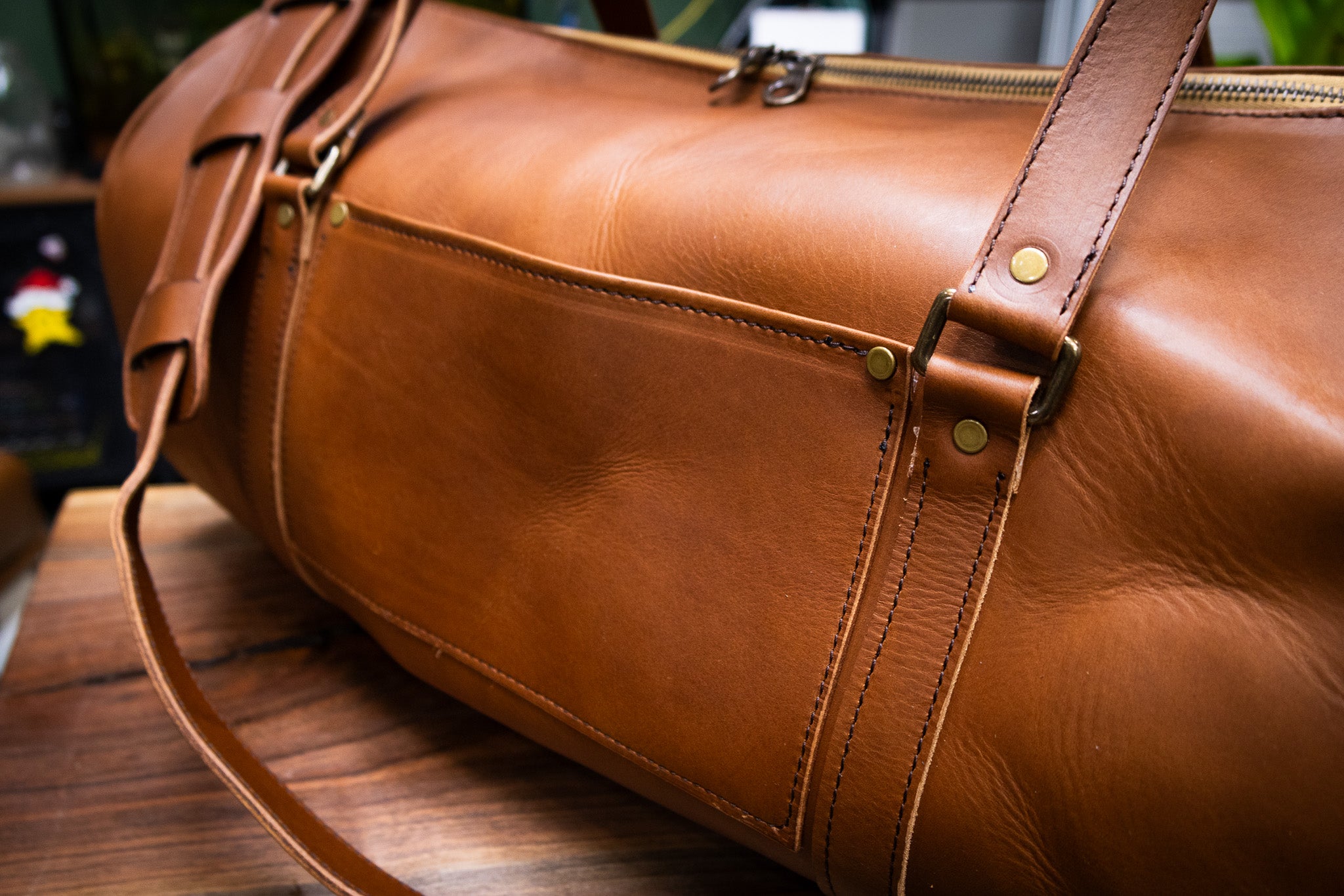 Leather Carry-On Duffle Bag - Walnut Minerva