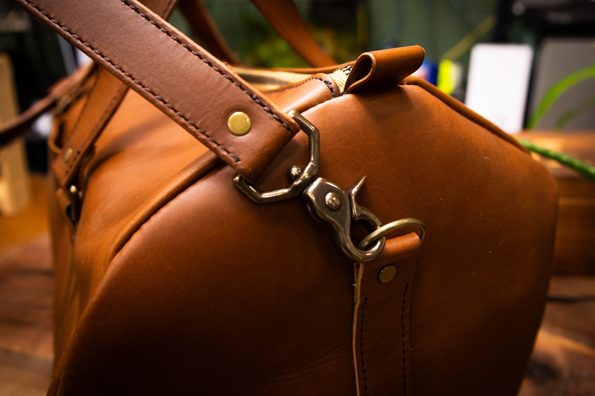 Leather Carry-On Duffle Bag - Walnut Minerva