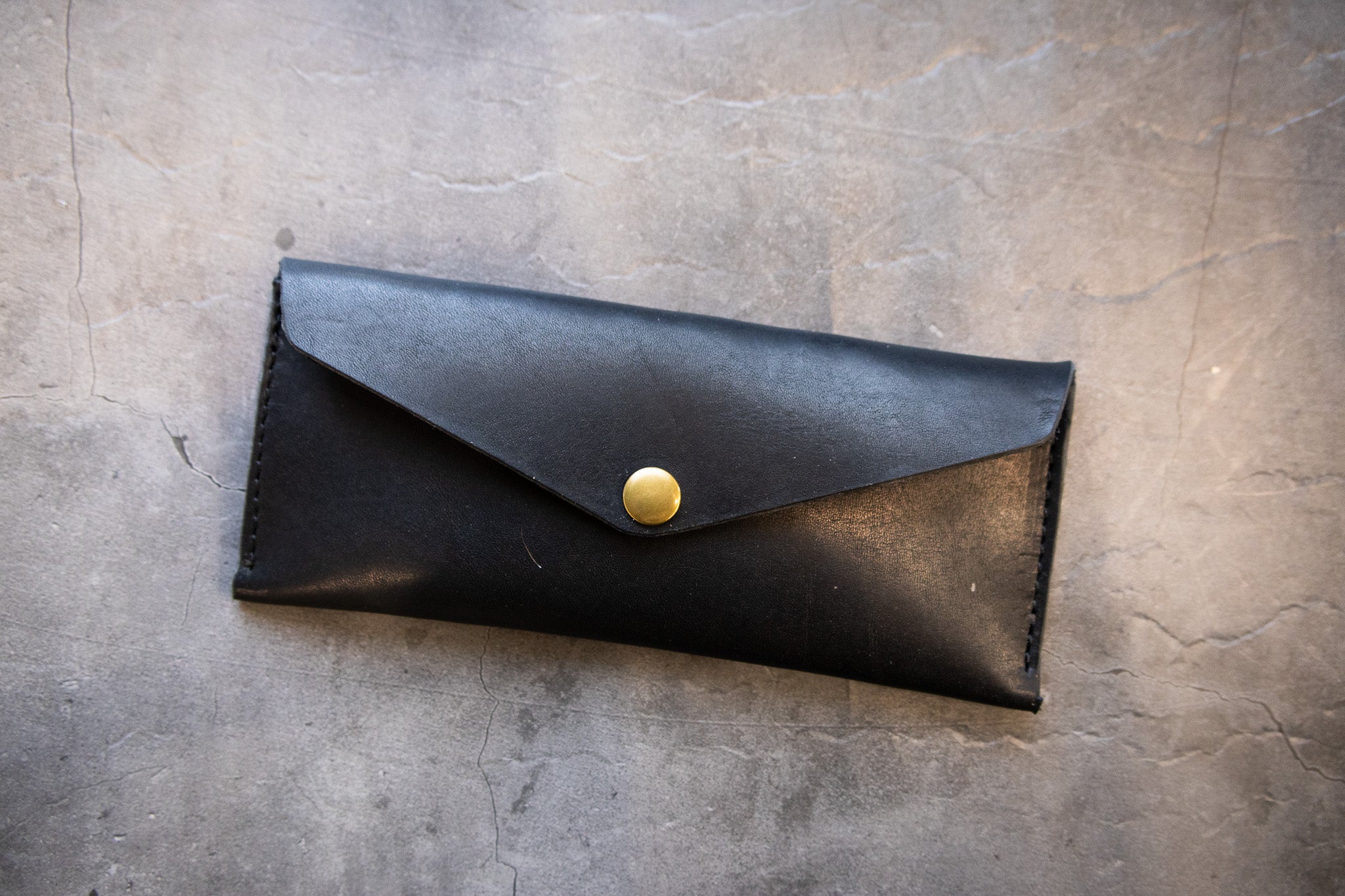 Leather Money Envelope - Black Balmoral