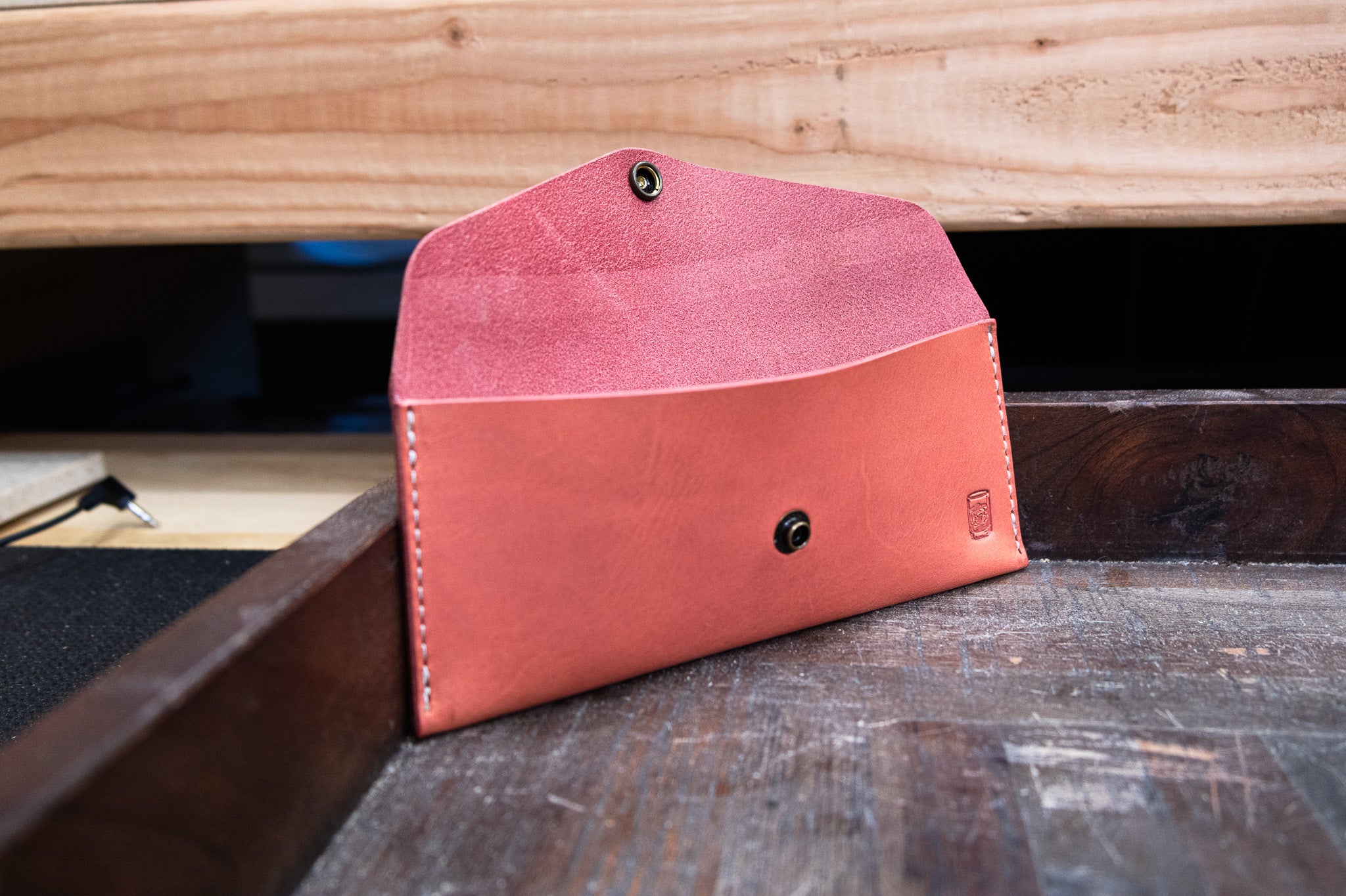 Leather Money Envelope - Bordeaux Minerva