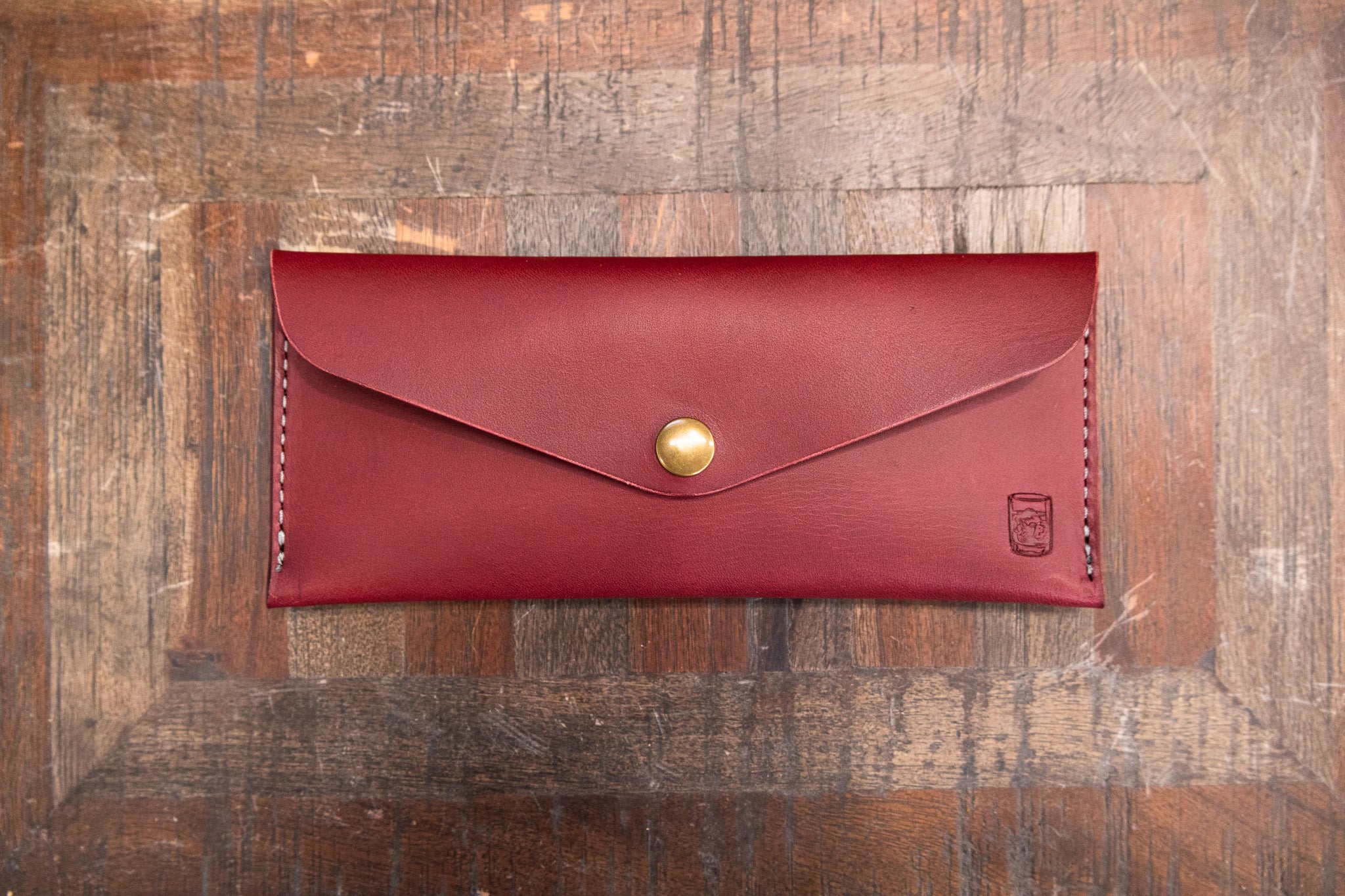 Leather Money Envelope - Bordeaux Minerva
