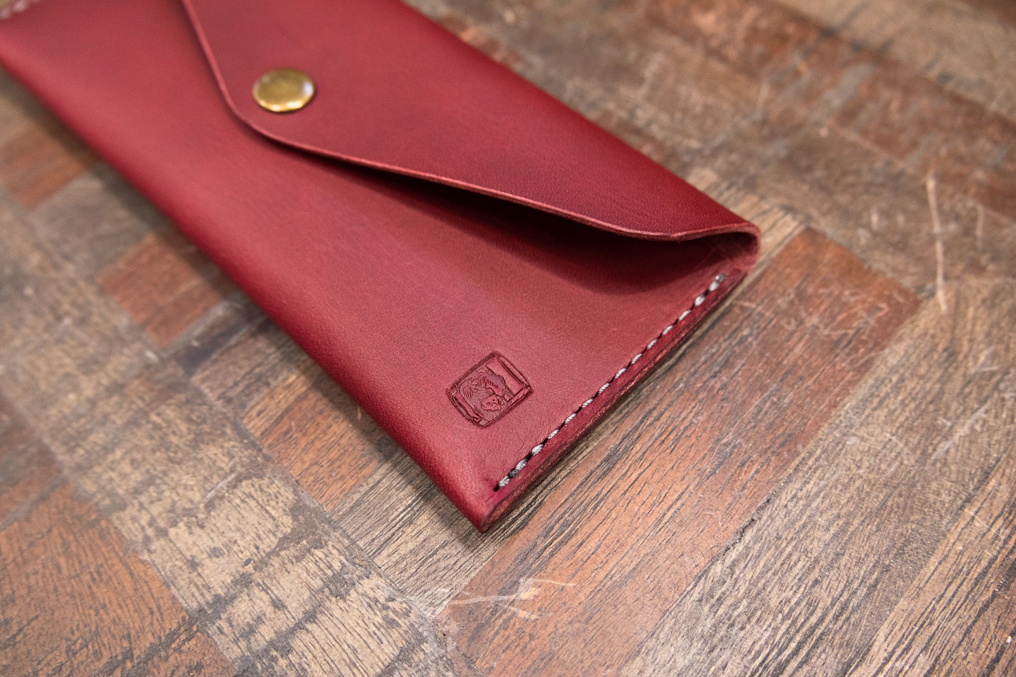 Leather Money Envelope - Bordeaux Minerva