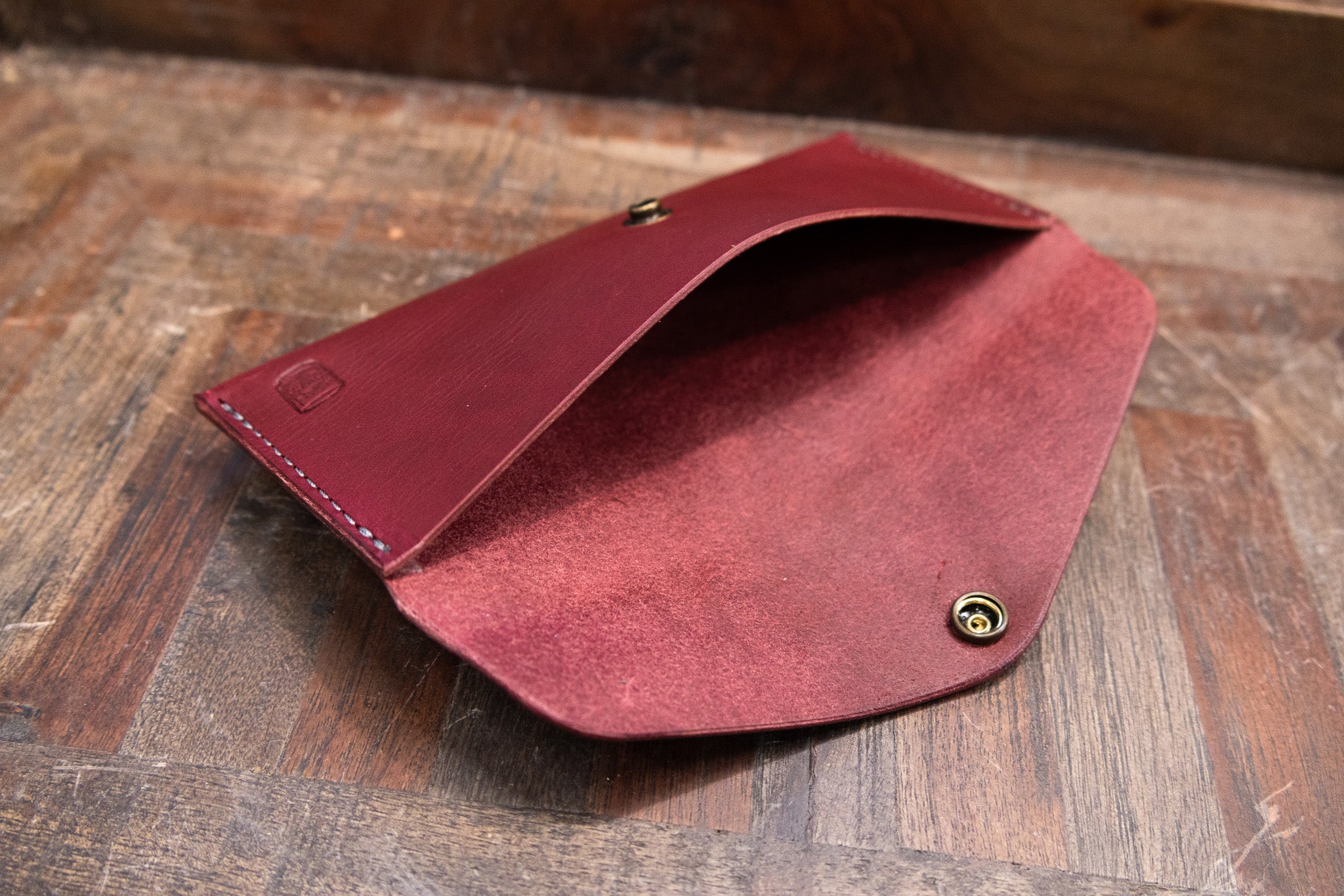 Leather Money Envelope - Bordeaux Minerva