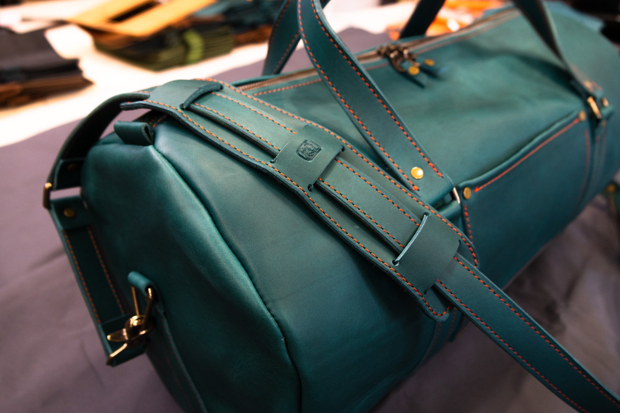 Leather Carry-On Duffle Bag - Turquoise Minerva