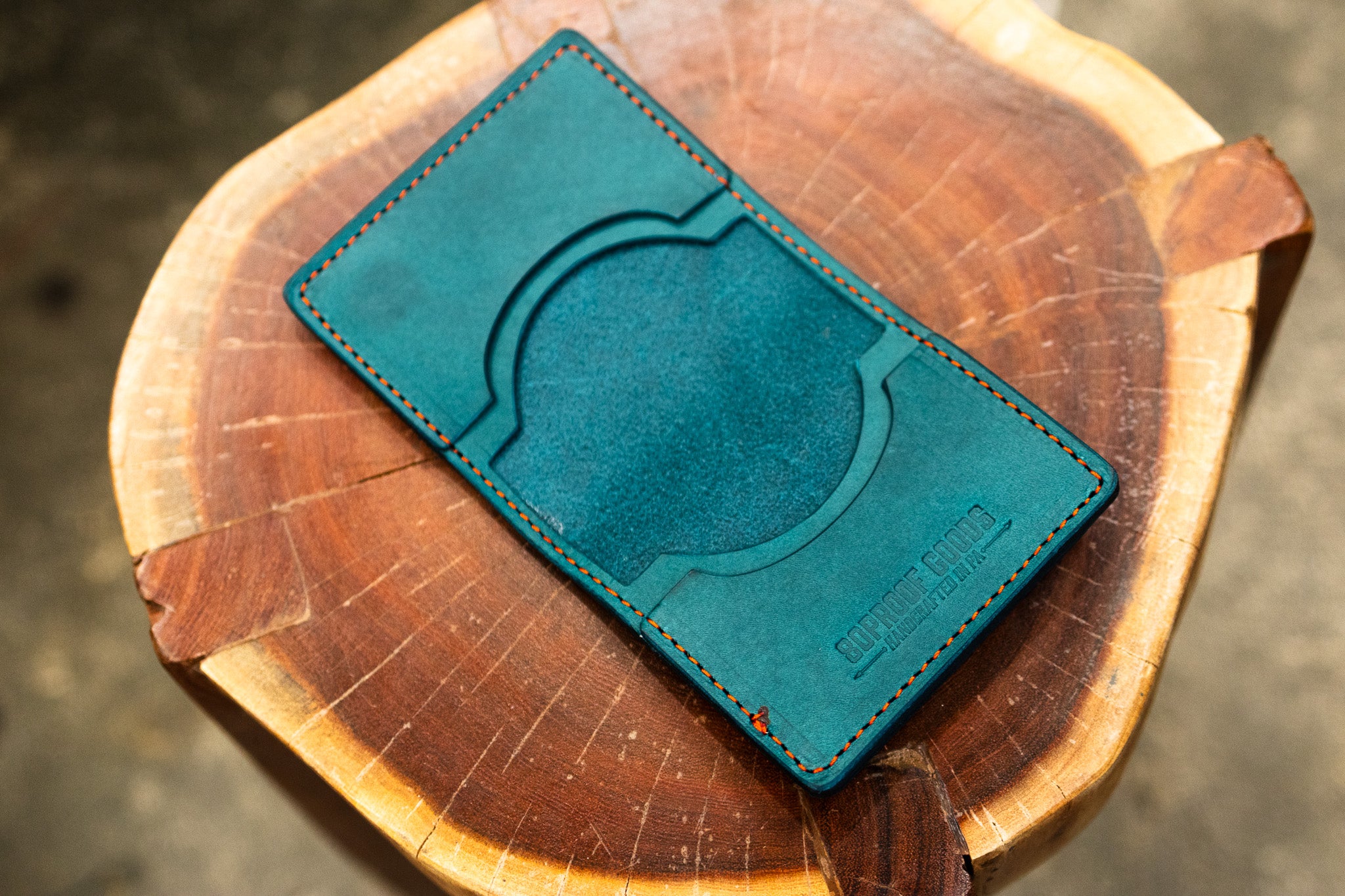 Leather Slim Minimalist Wallet - Turquoise Minerva