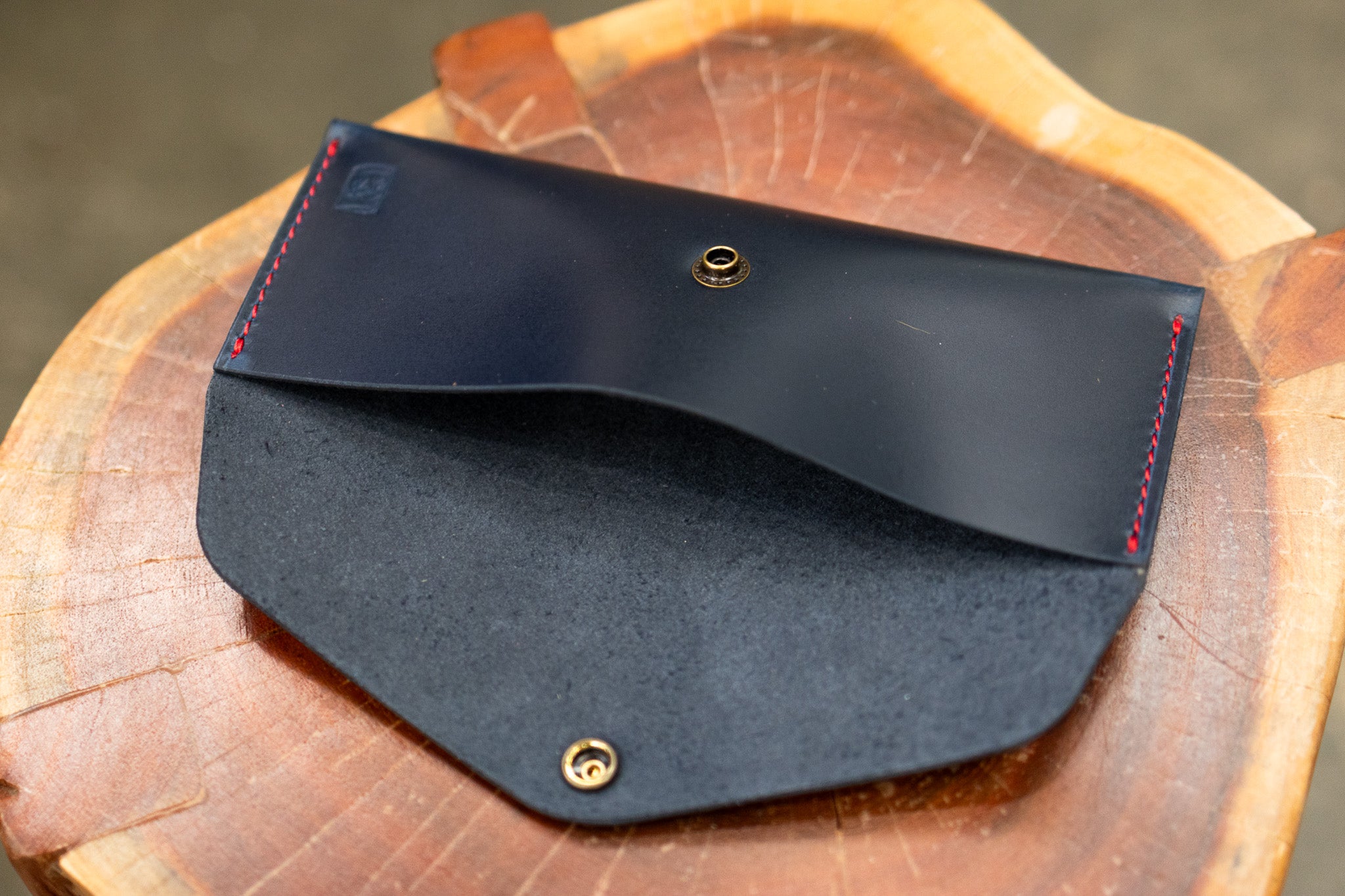 Leather Money Envelope - Navy Blue Balmoral