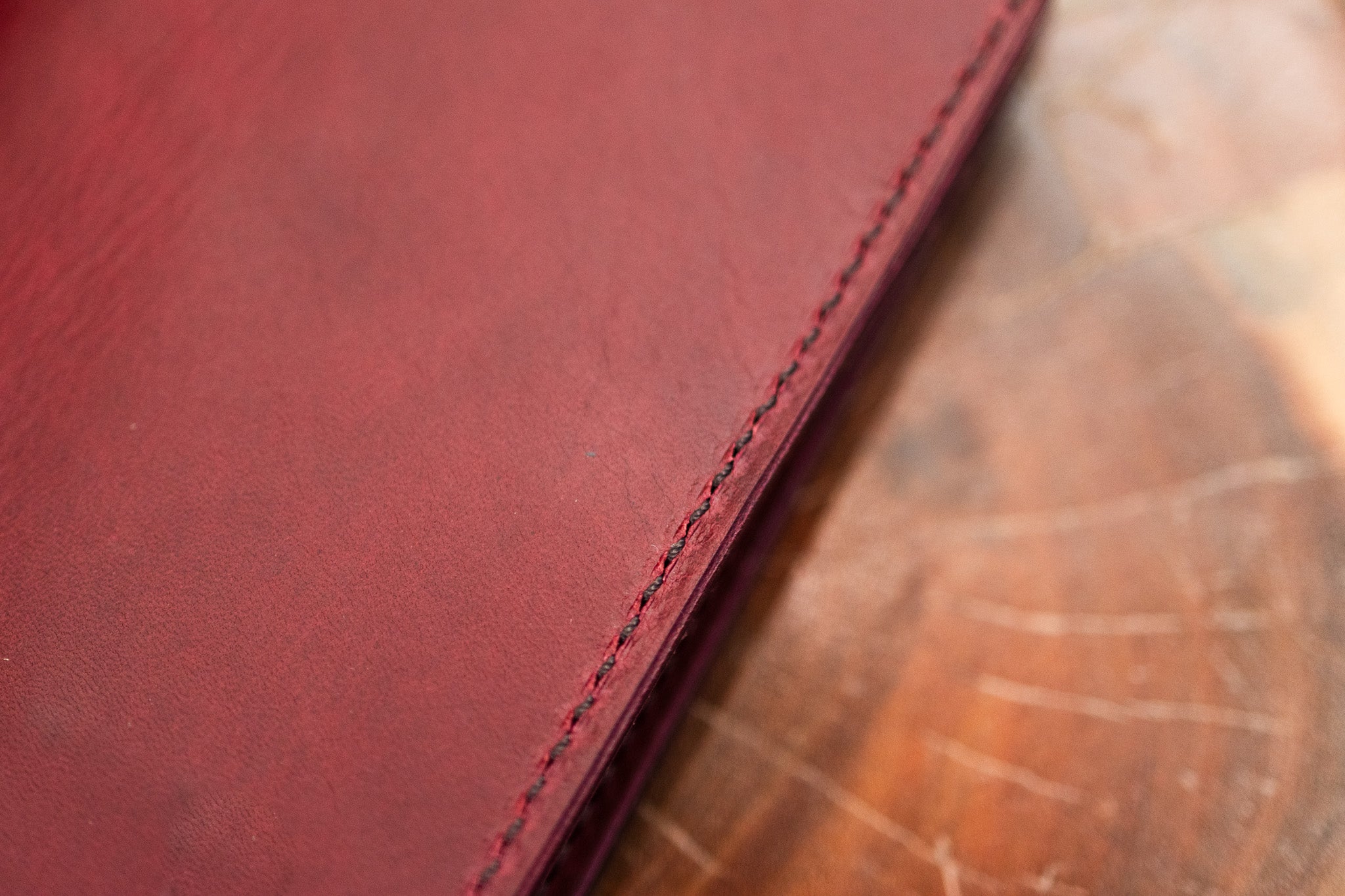 Leather Passport Wallet - Bordeaux Minerva