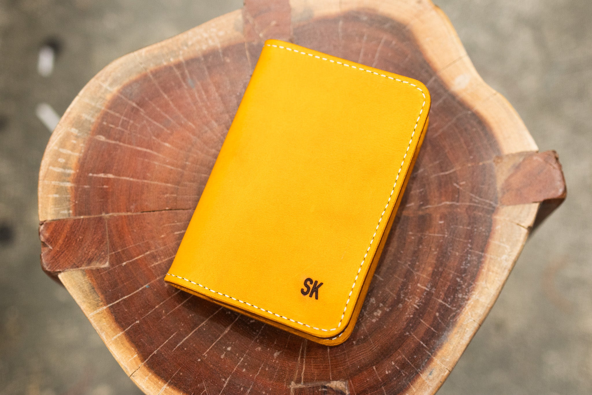Leather Passport Wallet - Yellow Minerva (LIMITED EDITION)