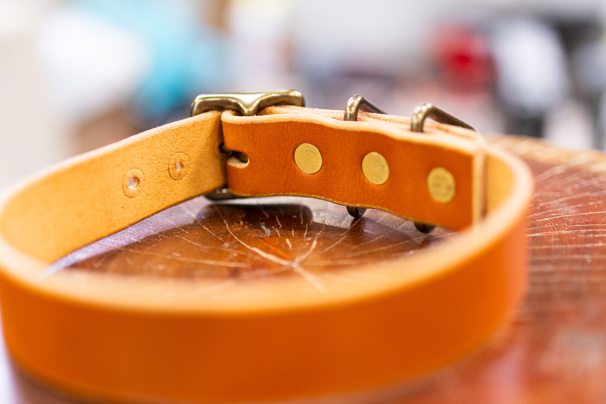 Leather Dog Collar - Tan