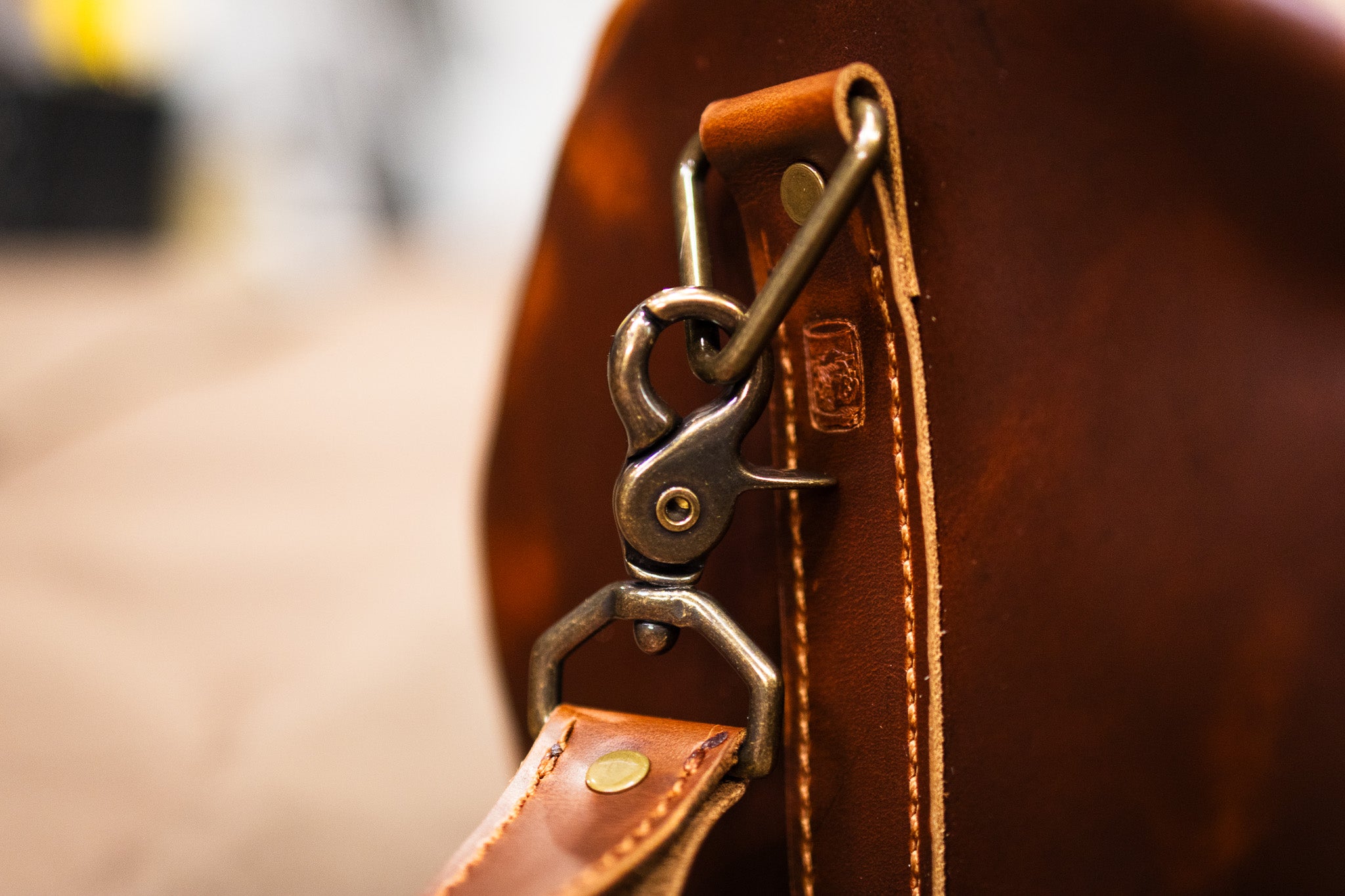 Leather Gym Bag / Mini Duffle - Cognac Balmoral