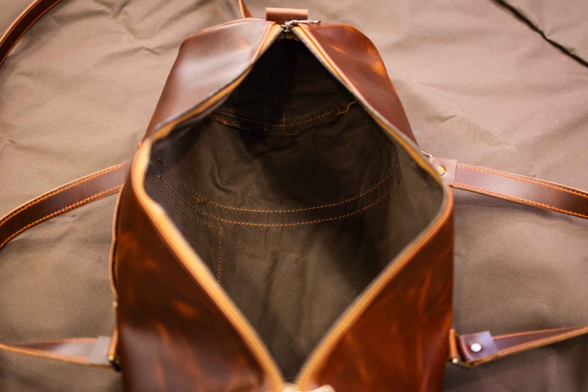Leather Gym Bag / Mini Duffle - Cognac Balmoral