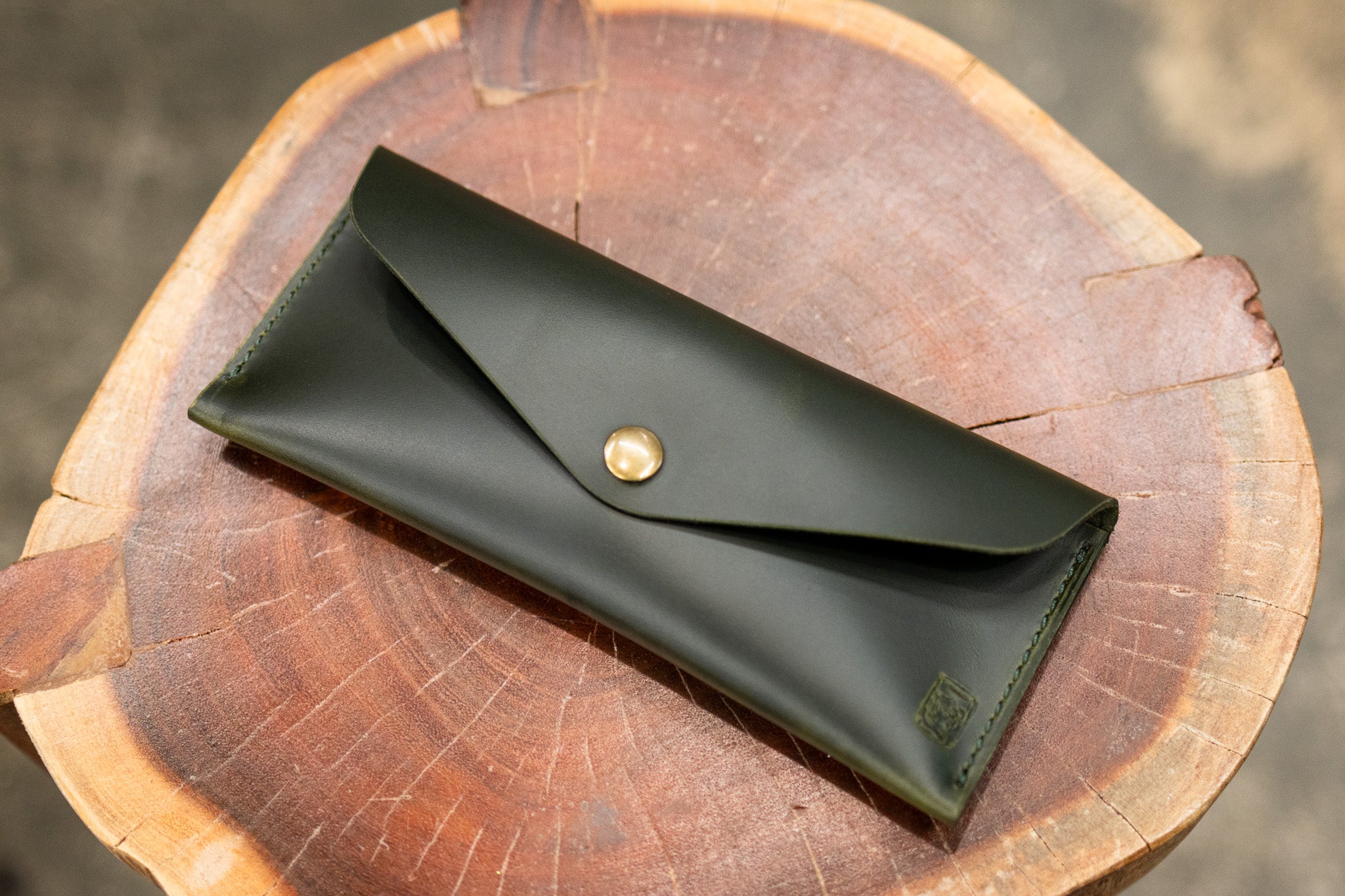 Leather Money Envelope - Evergreen Balmoral