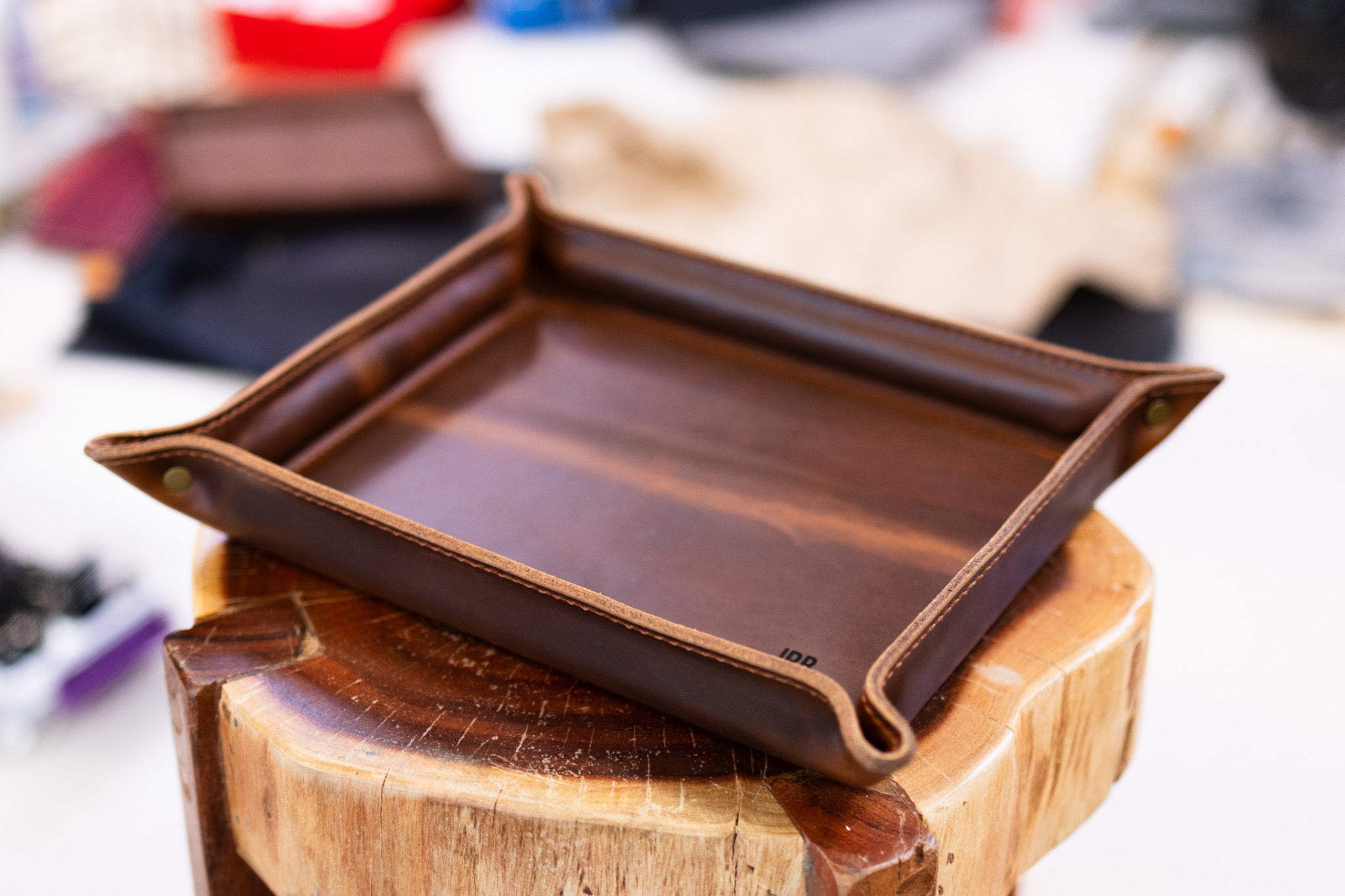 Luxury Leather Valet Tray - Cognac Balmoral