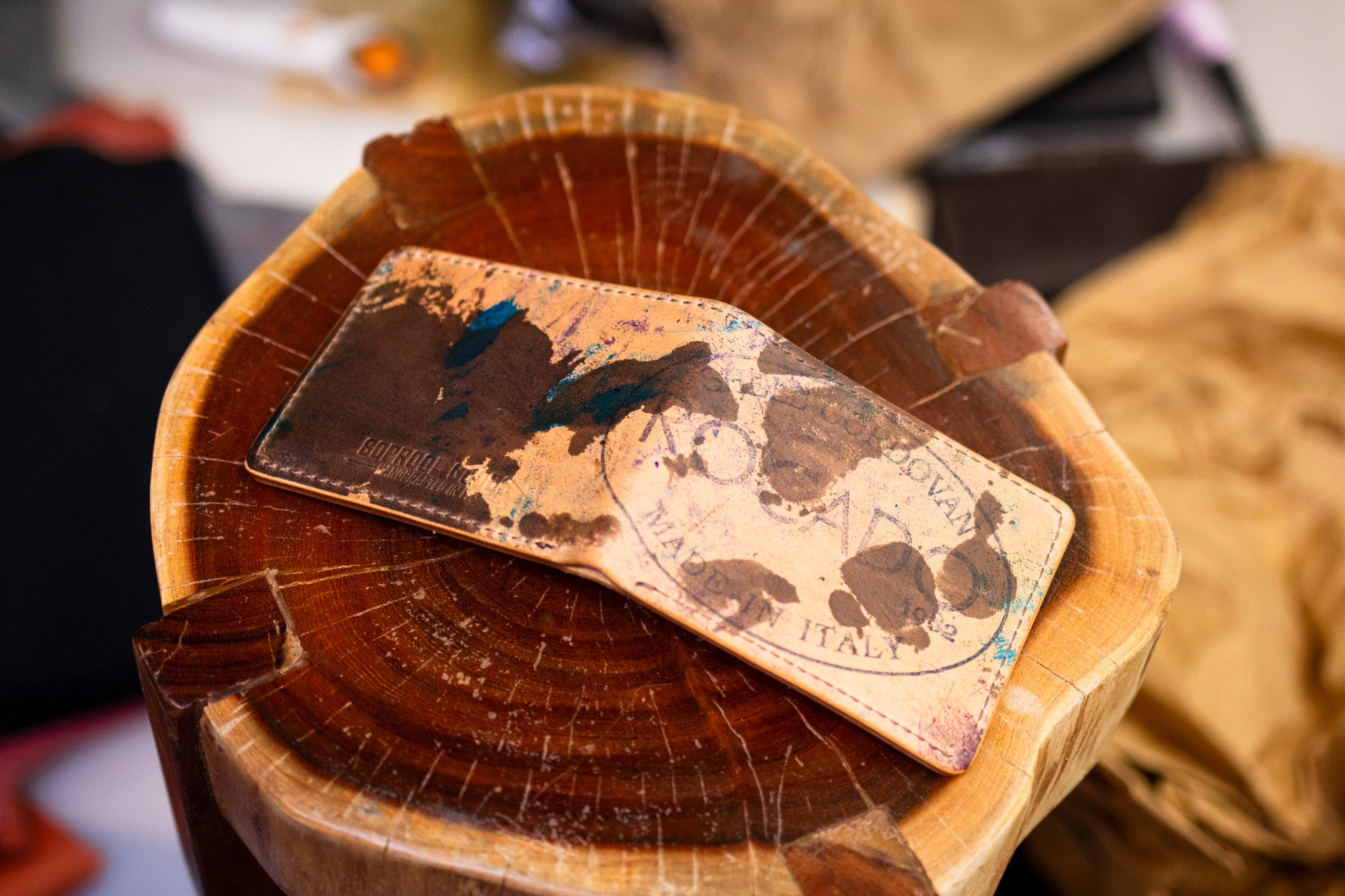Leather 5 Pocket Wallet - Marbled Walnut Shell Cordovan " & Natural Minerva (LIMITED EDITION)
