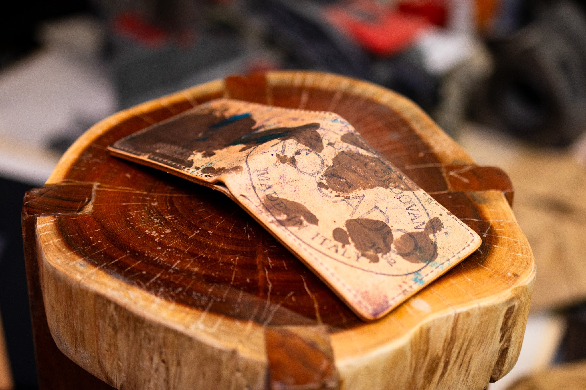 Leather 5 Pocket Wallet - Marbled Walnut Shell Cordovan " & Natural Minerva (LIMITED EDITION)