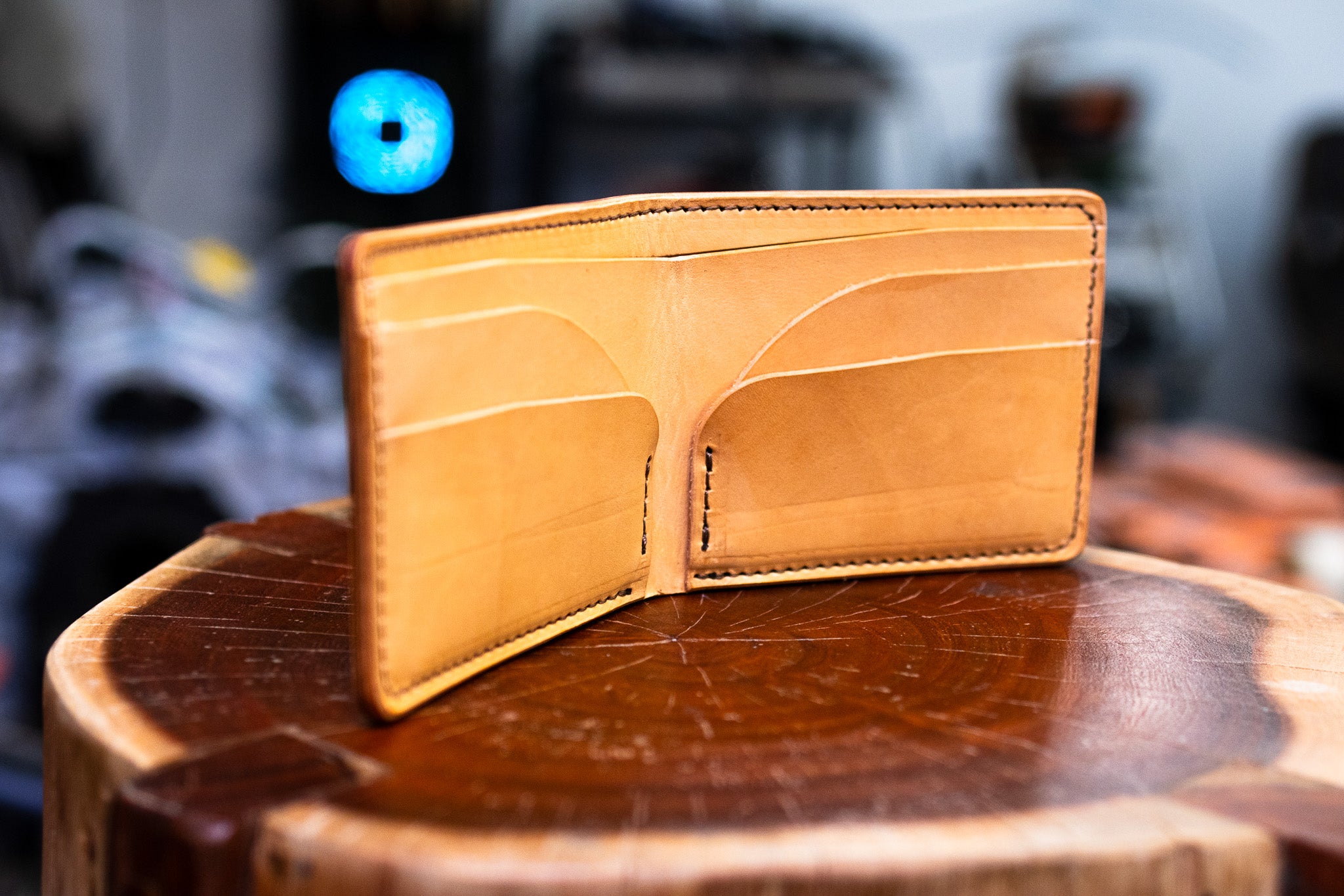 Leather 5 Pocket Wallet - Marbled Walnut Shell Cordovan " & Natural Minerva (LIMITED EDITION)