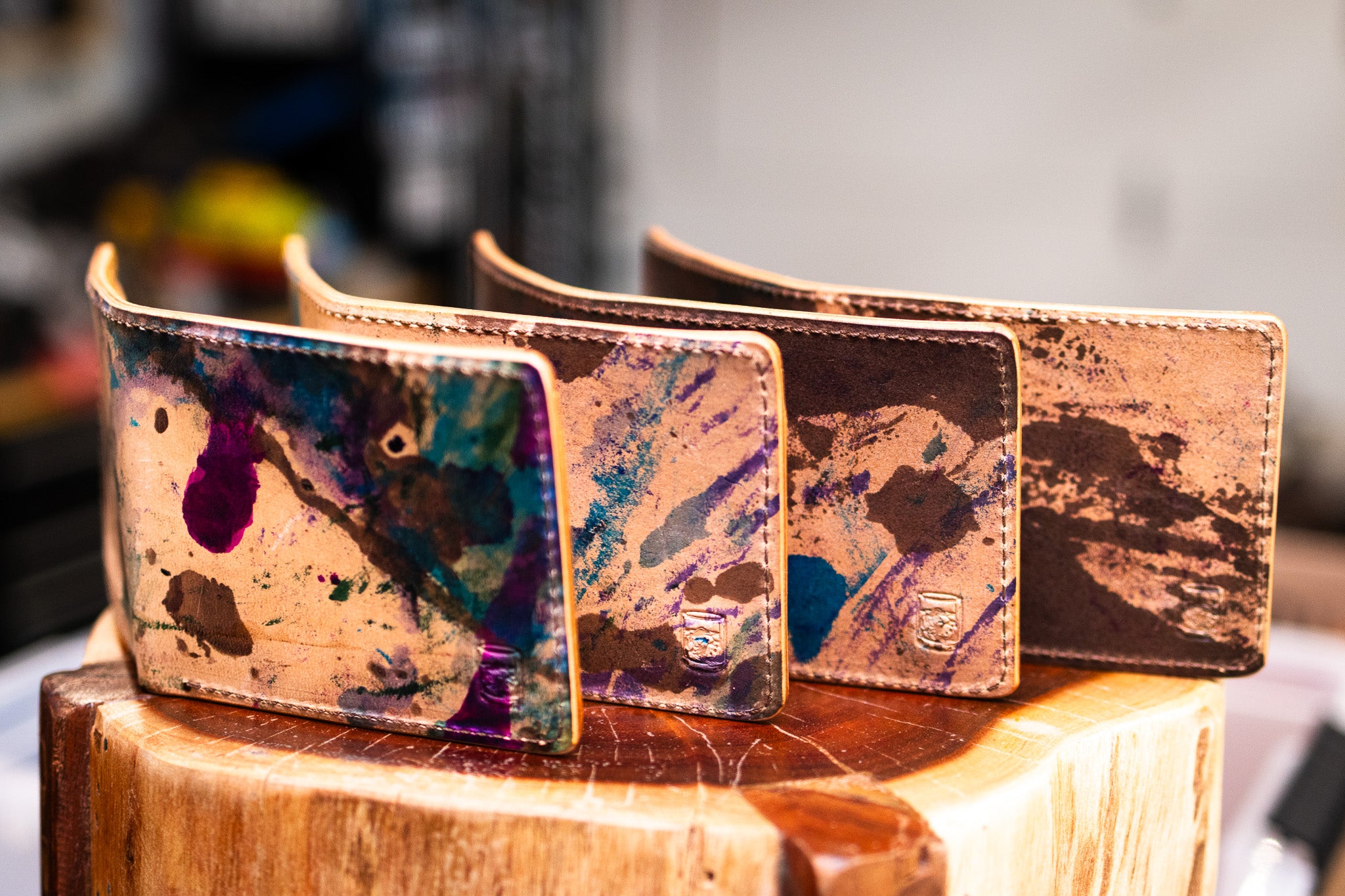 Leather 5 Pocket Wallet - Marbled Walnut Shell Cordovan " & Natural Minerva (LIMITED EDITION)