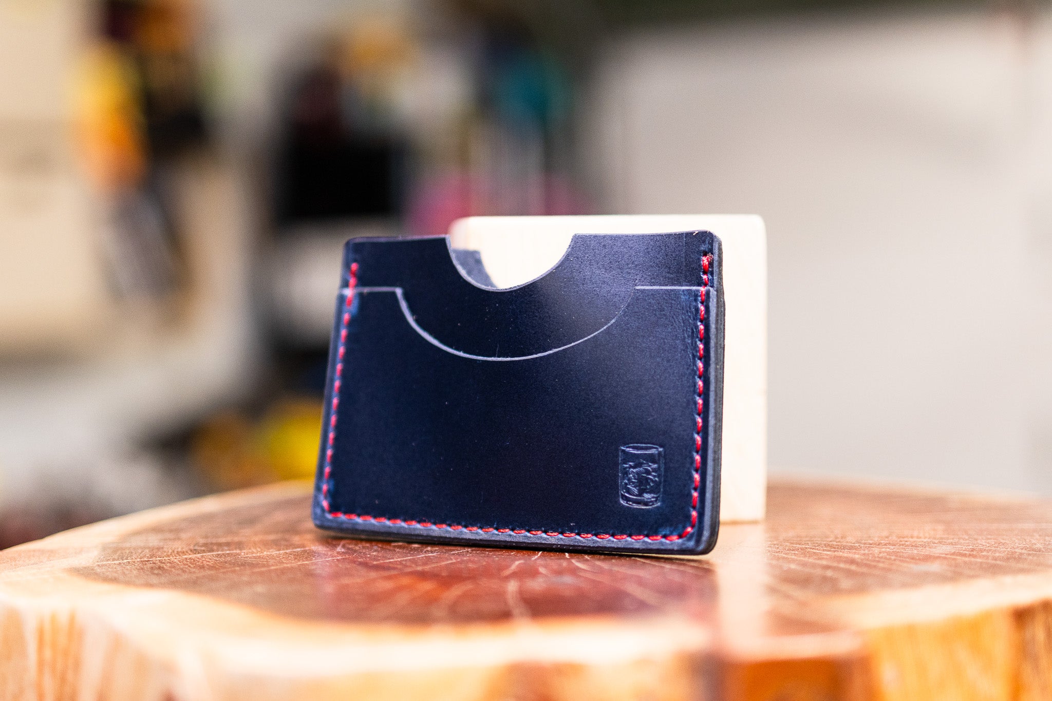 Leather Slim Minimalist Card Holder - Navy Blue Balmoral