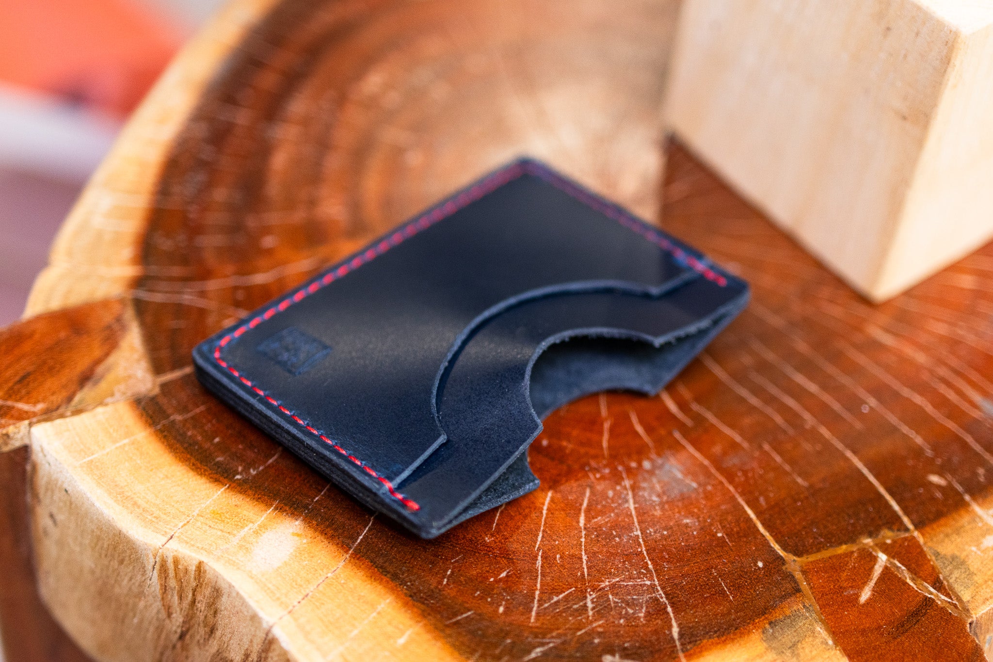 Leather Slim Minimalist Card Holder - Navy Blue Balmoral