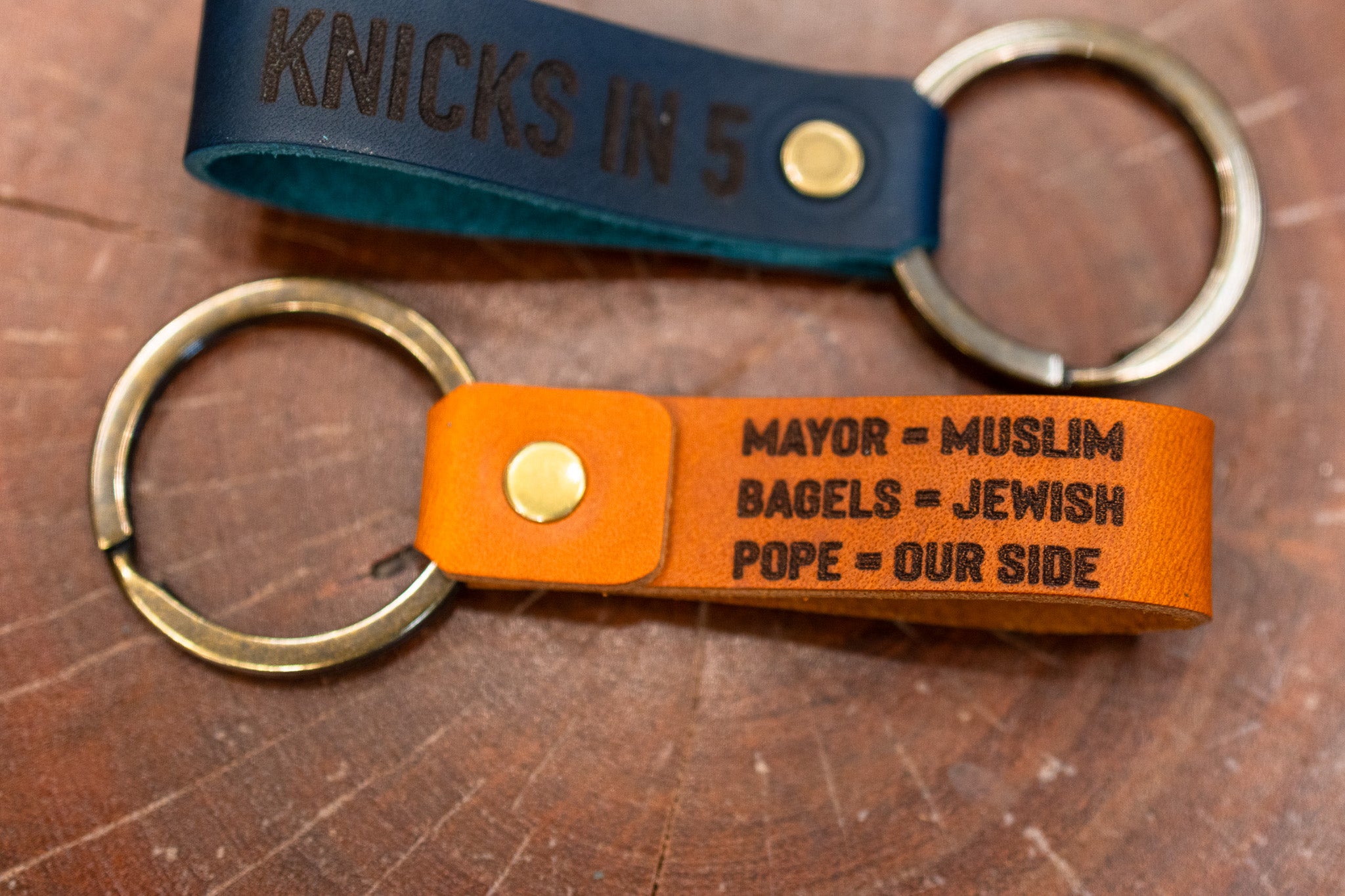 KNICKS IN 5 Leather Keychain - Olmo Minerva