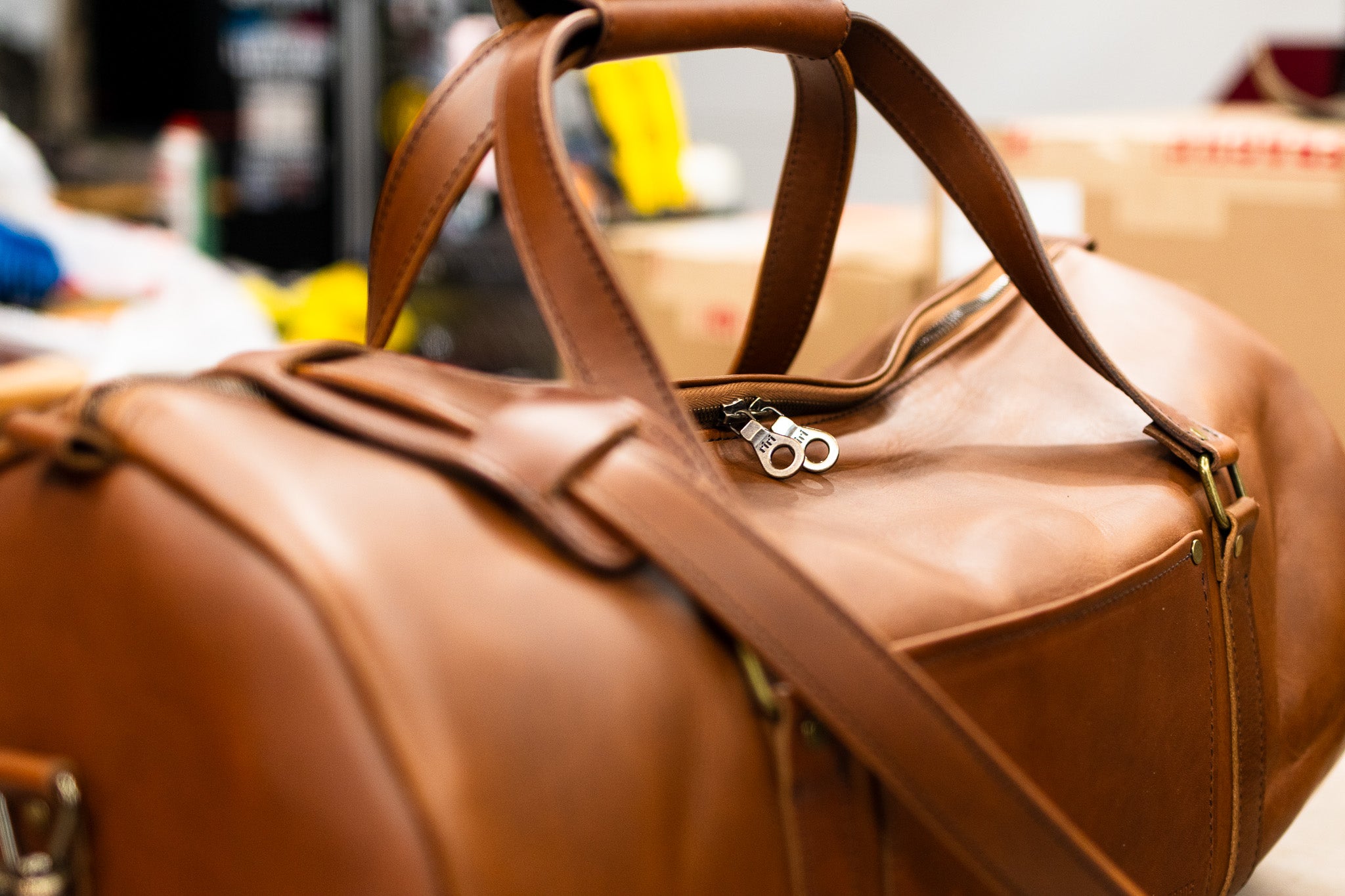 Leather Carry-On Duffle Bag - Walnut Minerva