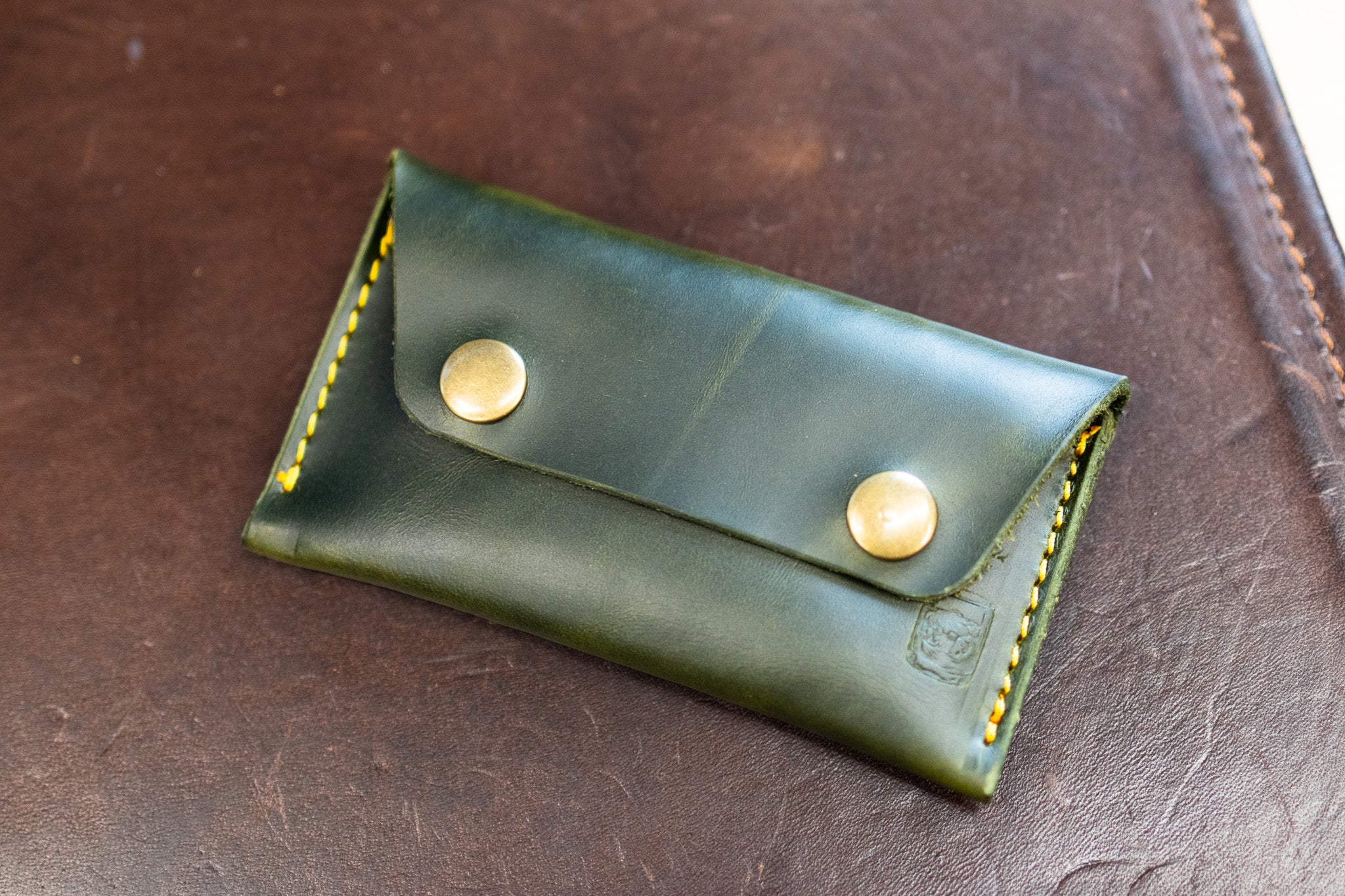 Leather Business Card Holder - Evergreen