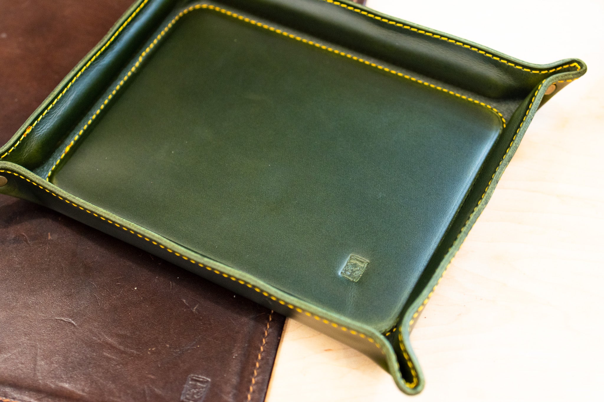 Luxury Leather Valet Tray - Evergreen