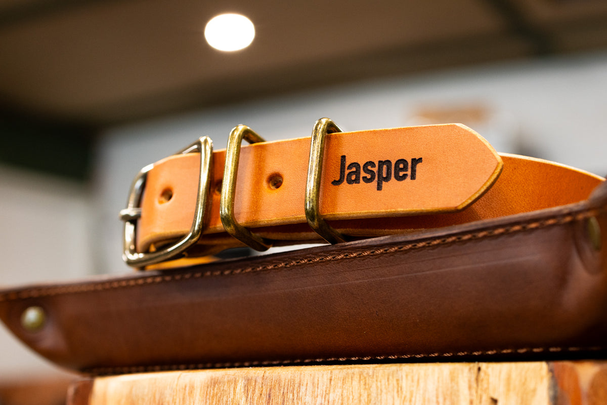 Leather Dog Collar - Tan