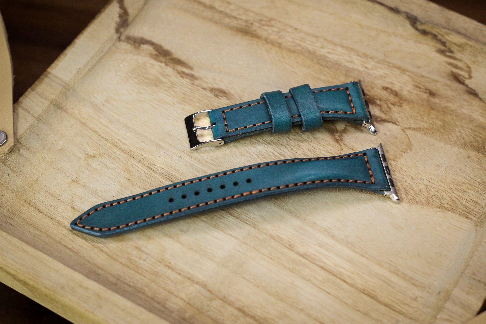 Classic Leather Apple Watch Band - Turquoise Minerva