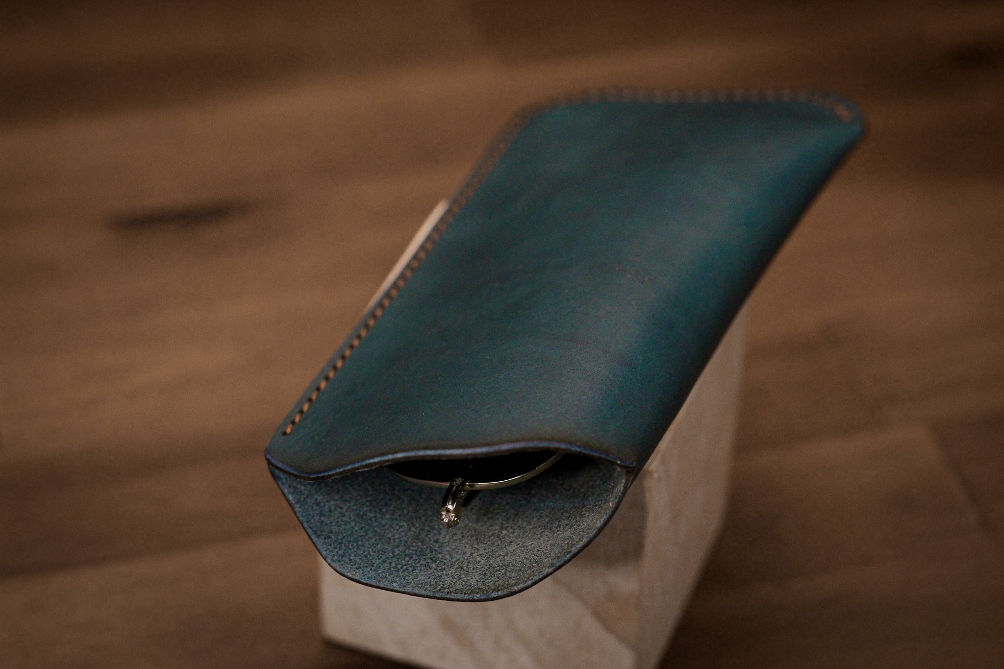 Leather Sunglass Sleeve - Turquoise Minerva