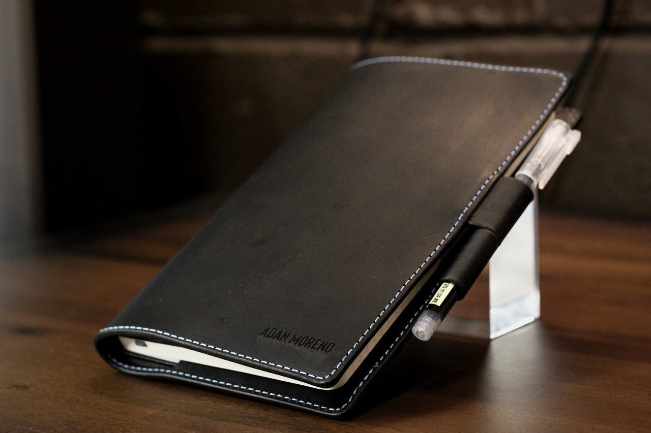 Leather Notebook Cover Set - Black Minerva