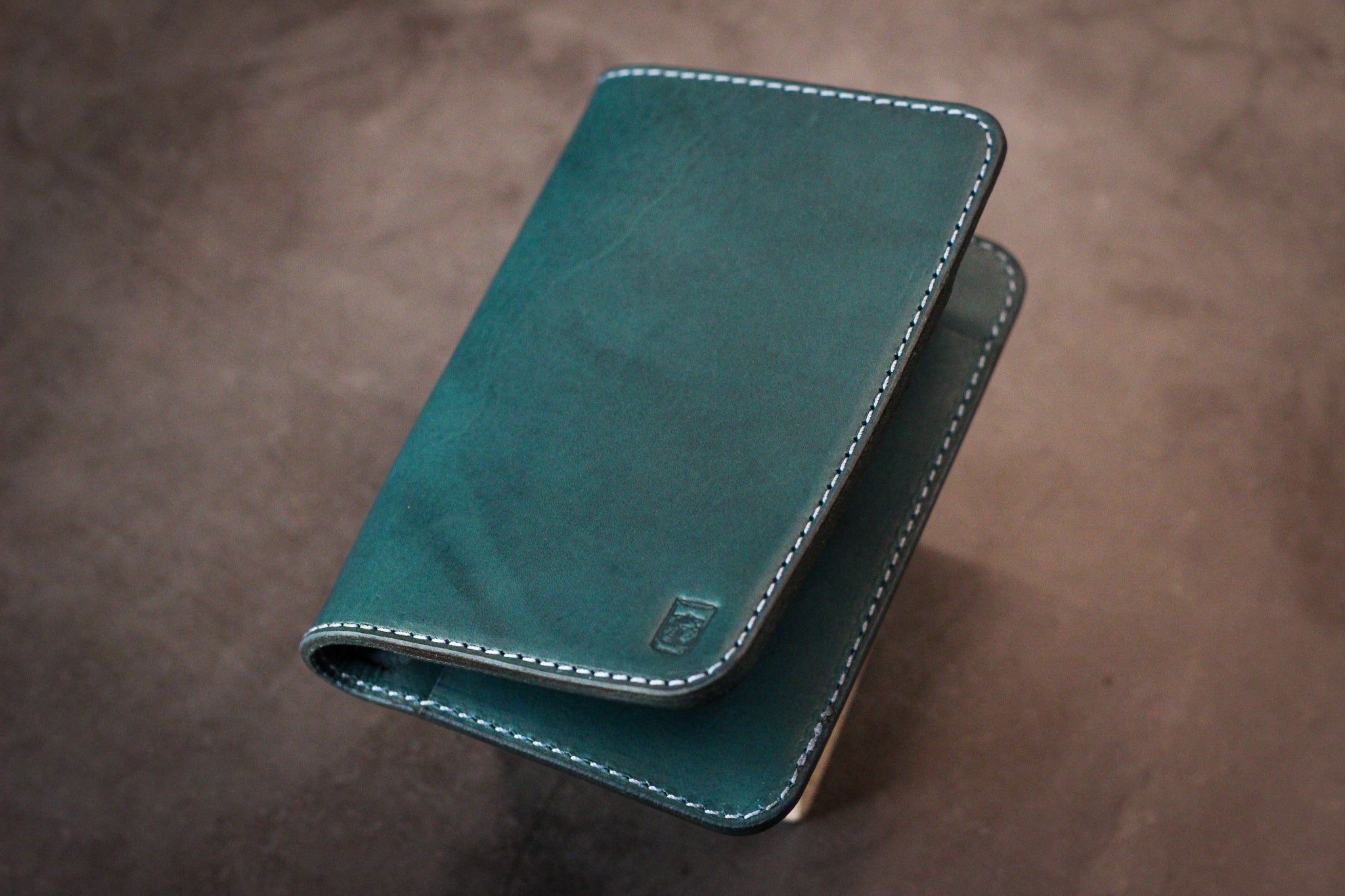 Leather Passport Wallet - Turquoise Minerva