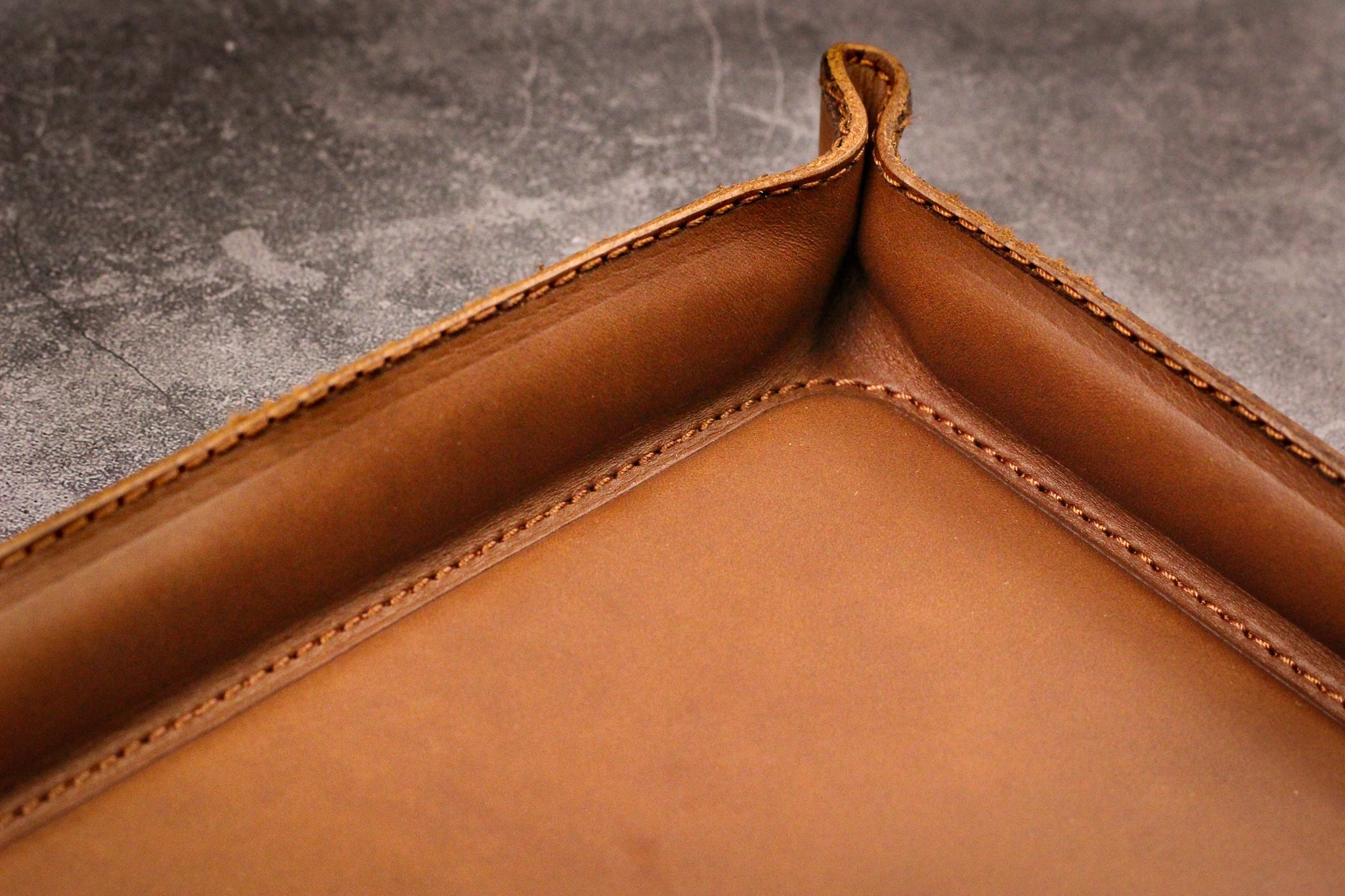 Luxury Leather Valet Tray - Walnut Minerva