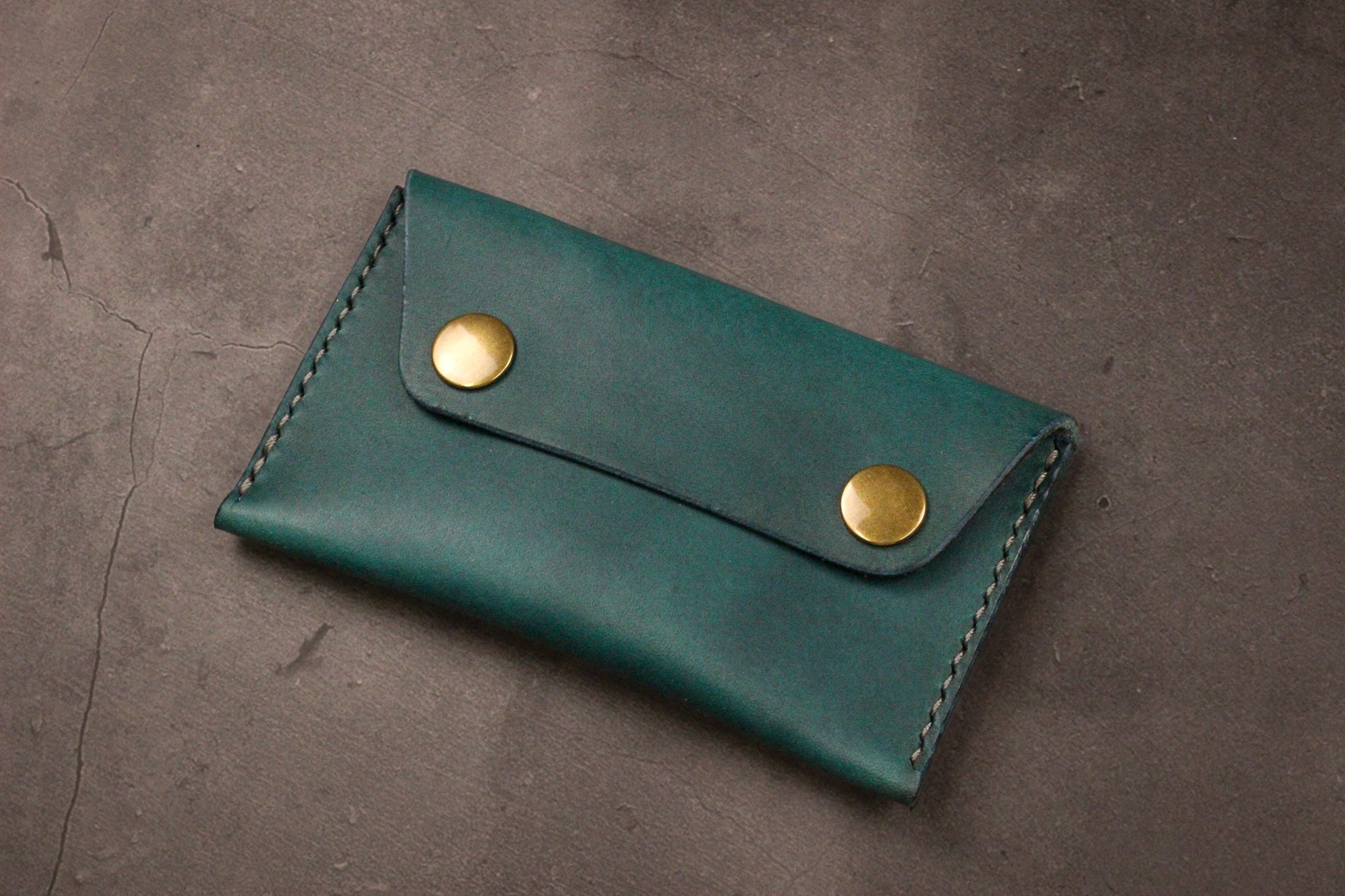 Leather Business Card Holder- Turquoise Minerva
