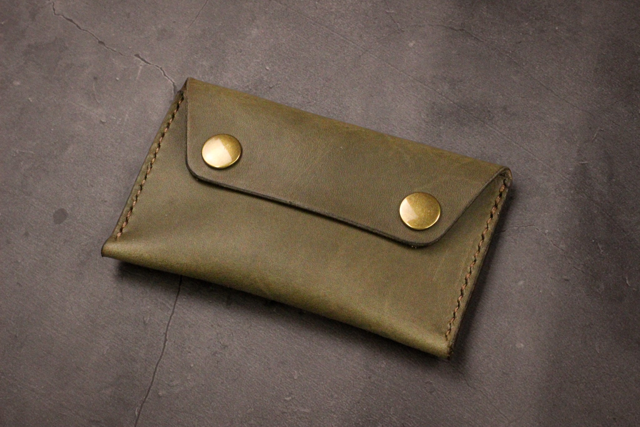 Leather Business Card Holder - Grey Minerva